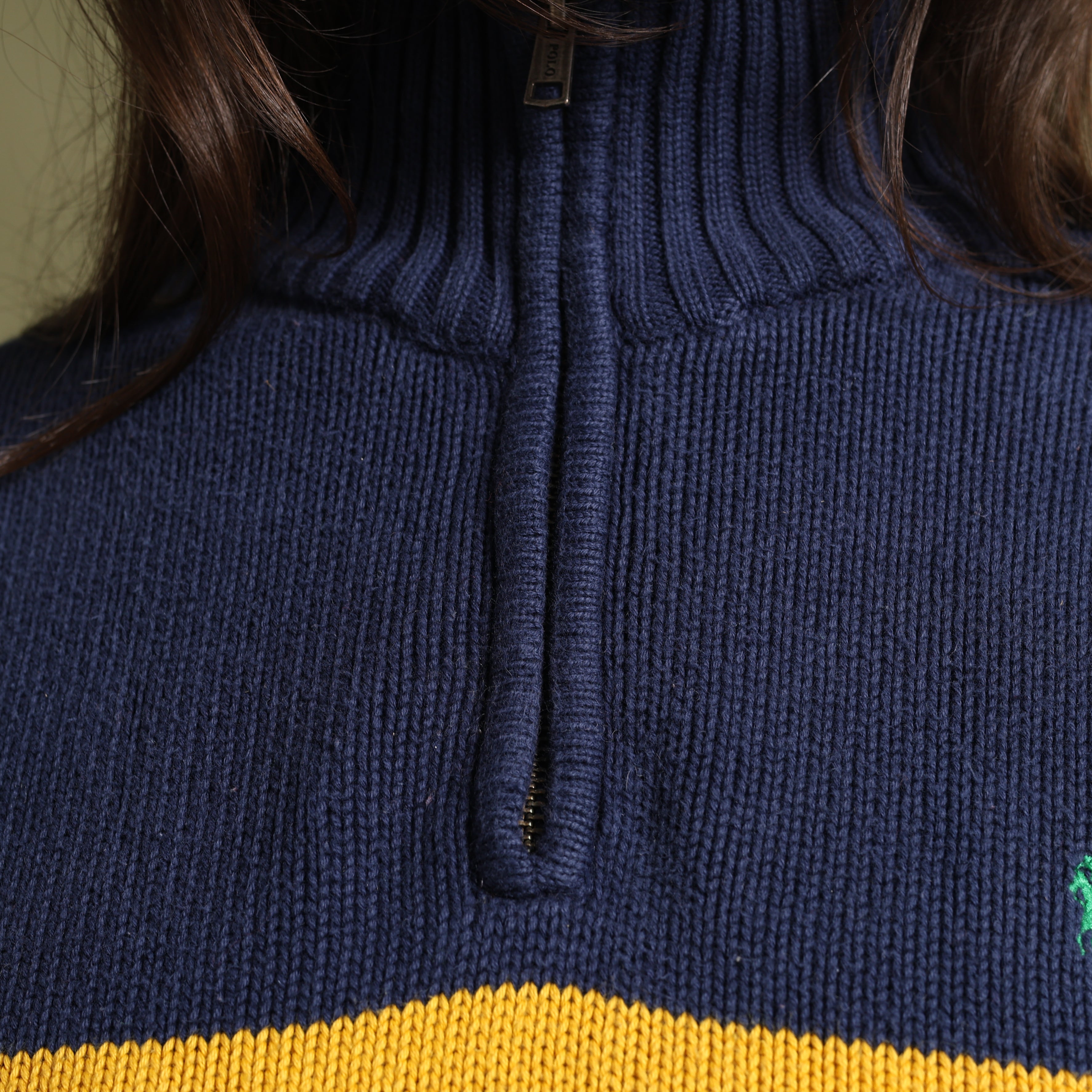 Vintage Polo Ralph Lauren 1/4 Zip Jumper  M Navy Blue Cotton