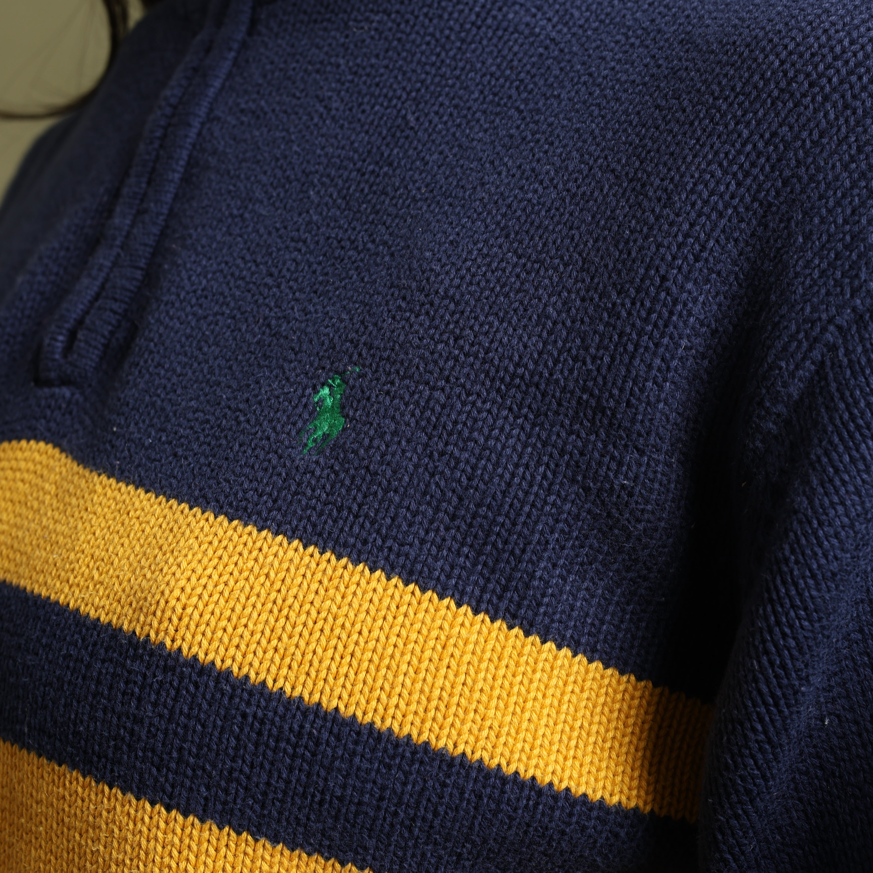 Vintage Polo Ralph Lauren 1/4 Zip Jumper  M Navy Blue Cotton