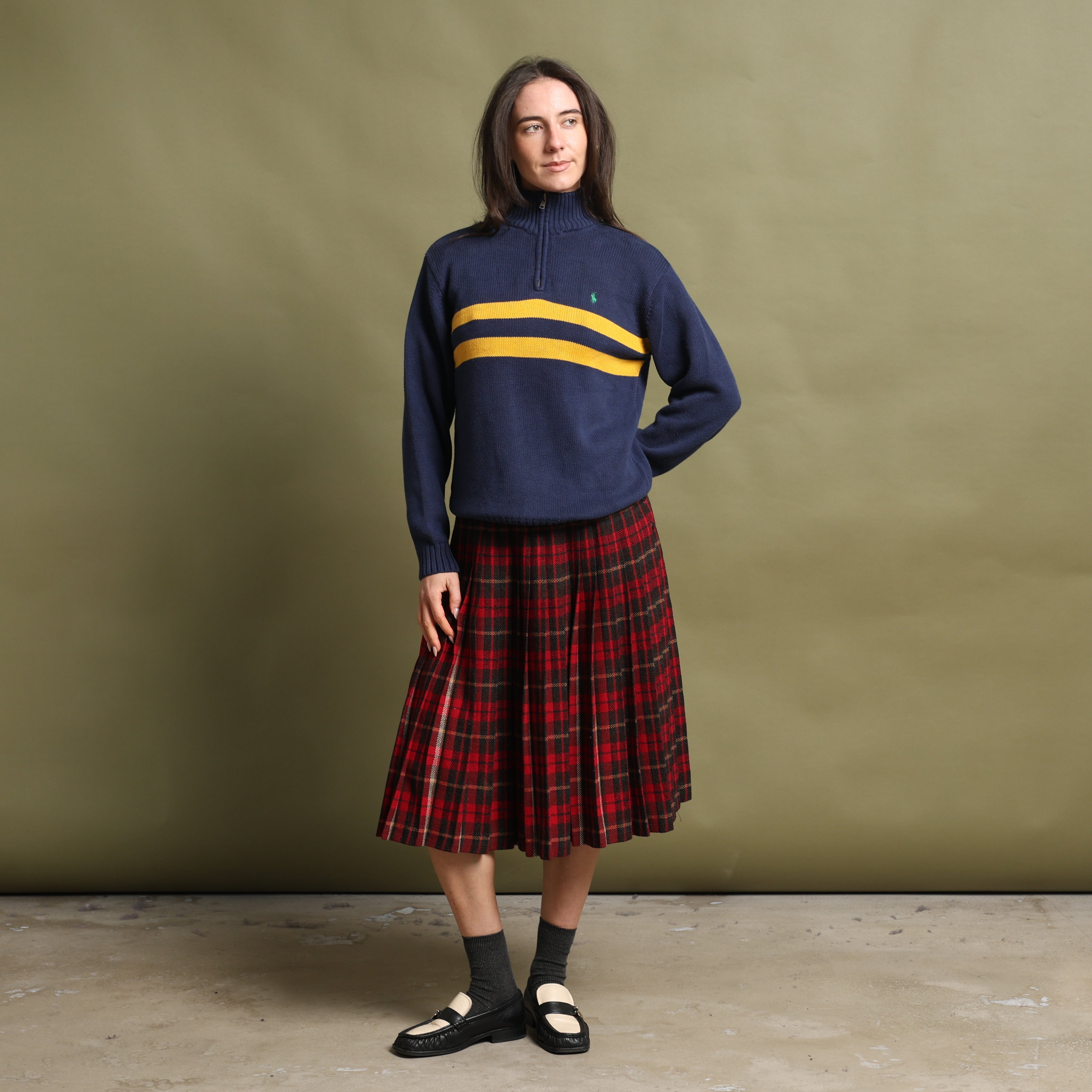 Vintage Polo Ralph Lauren 1/4 Zip Jumper  M Navy Blue Cotton