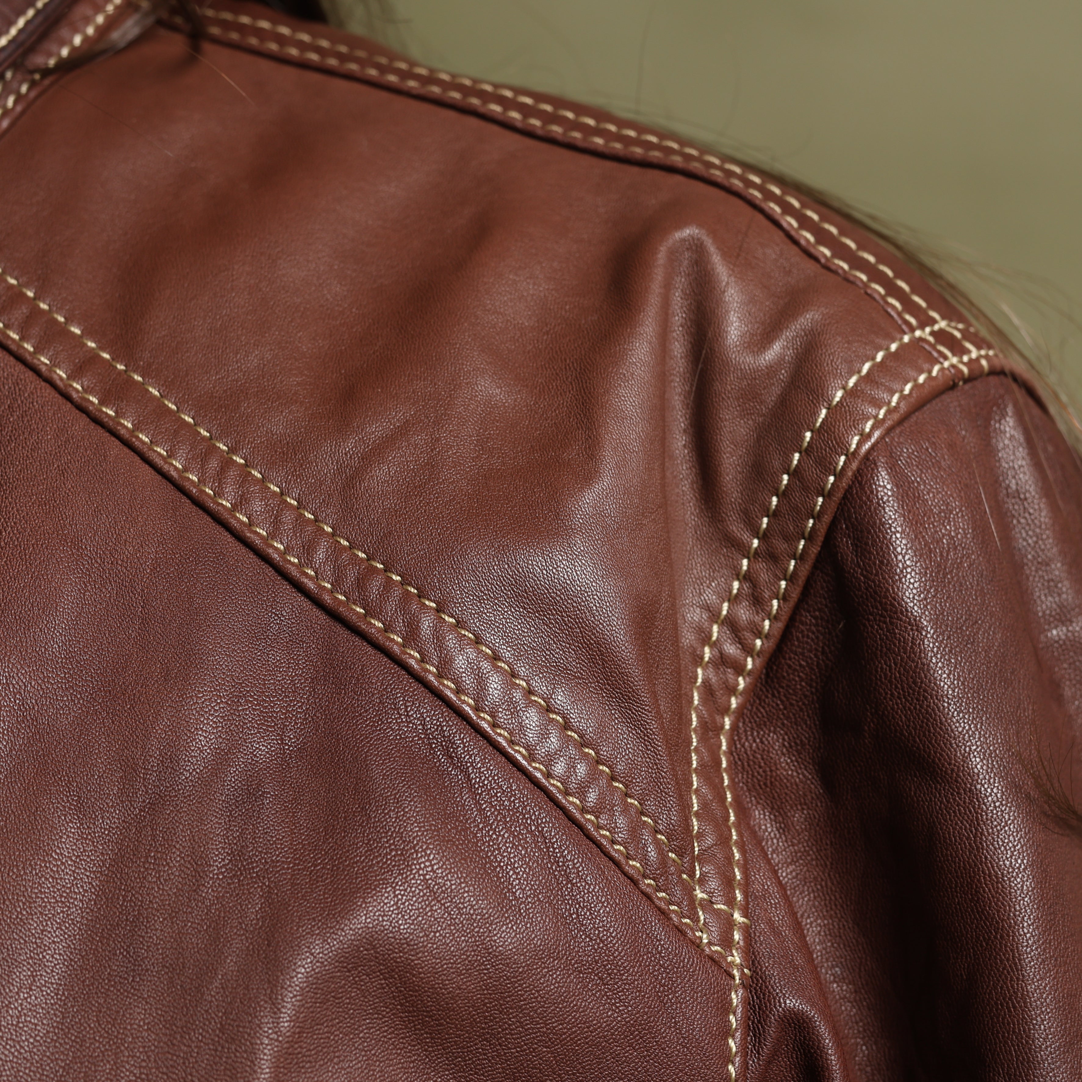 Vintage Thomas Burberry Leather Bomber Jacket M Brown Leather