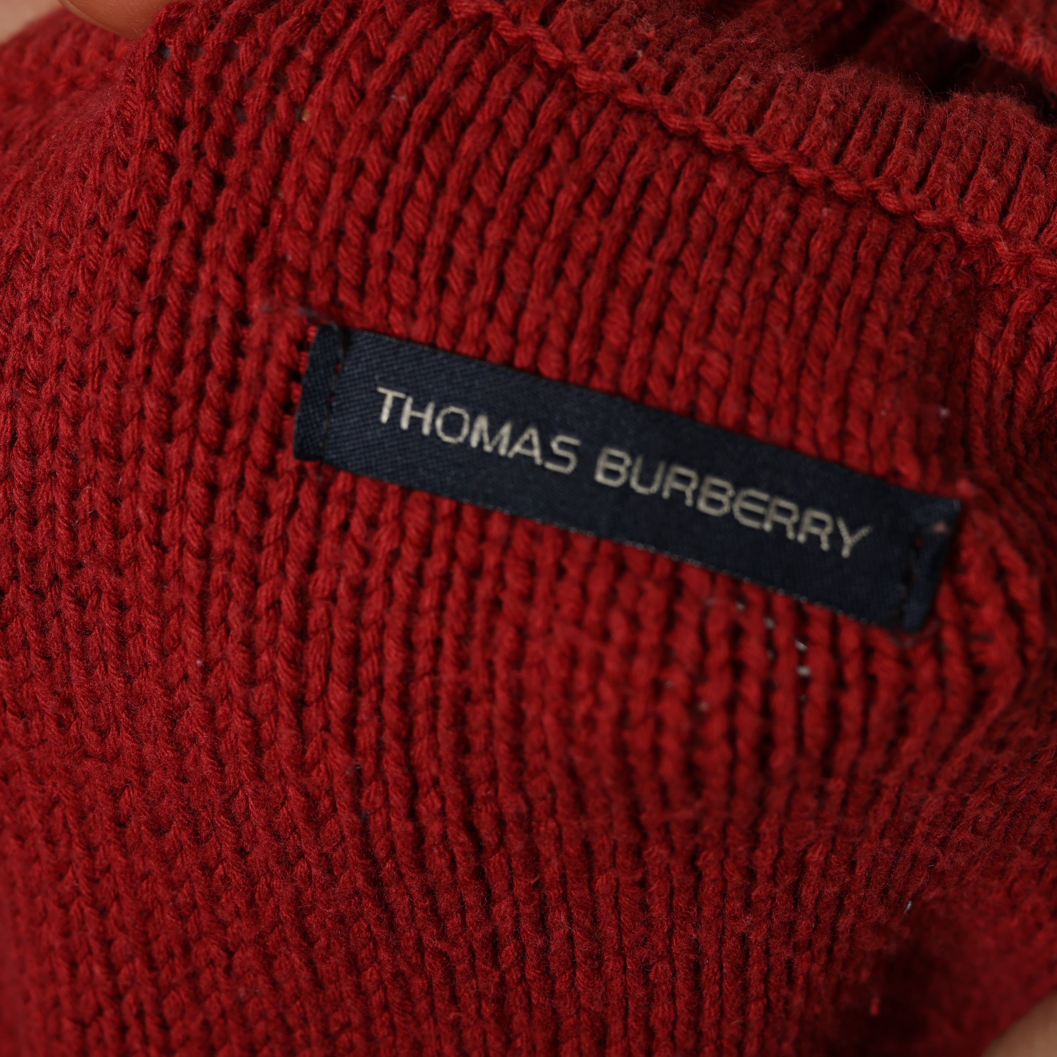 Vintage Thomas Burberry Turtleneck Jumper M Red Cotton