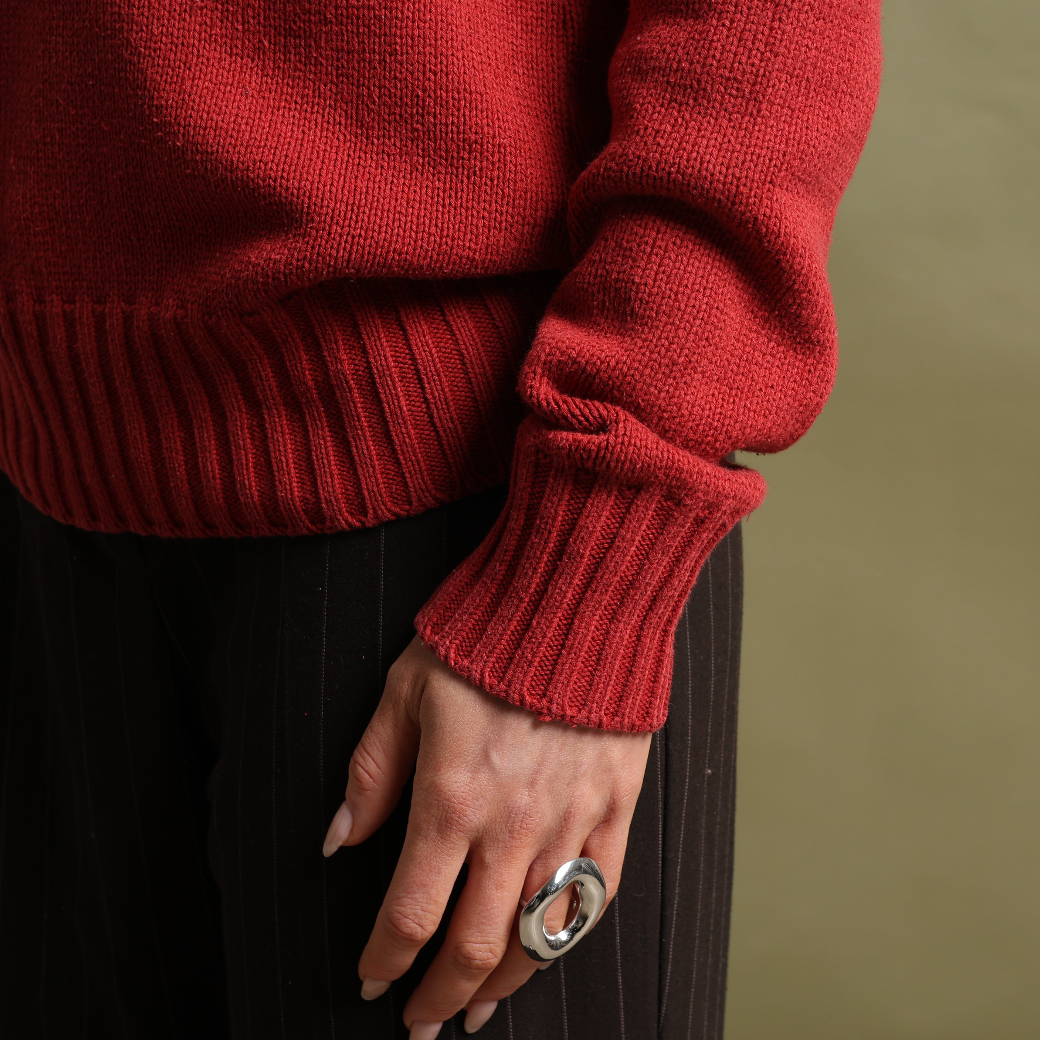 Vintage Thomas Burberry Turtleneck Jumper M Red Cotton