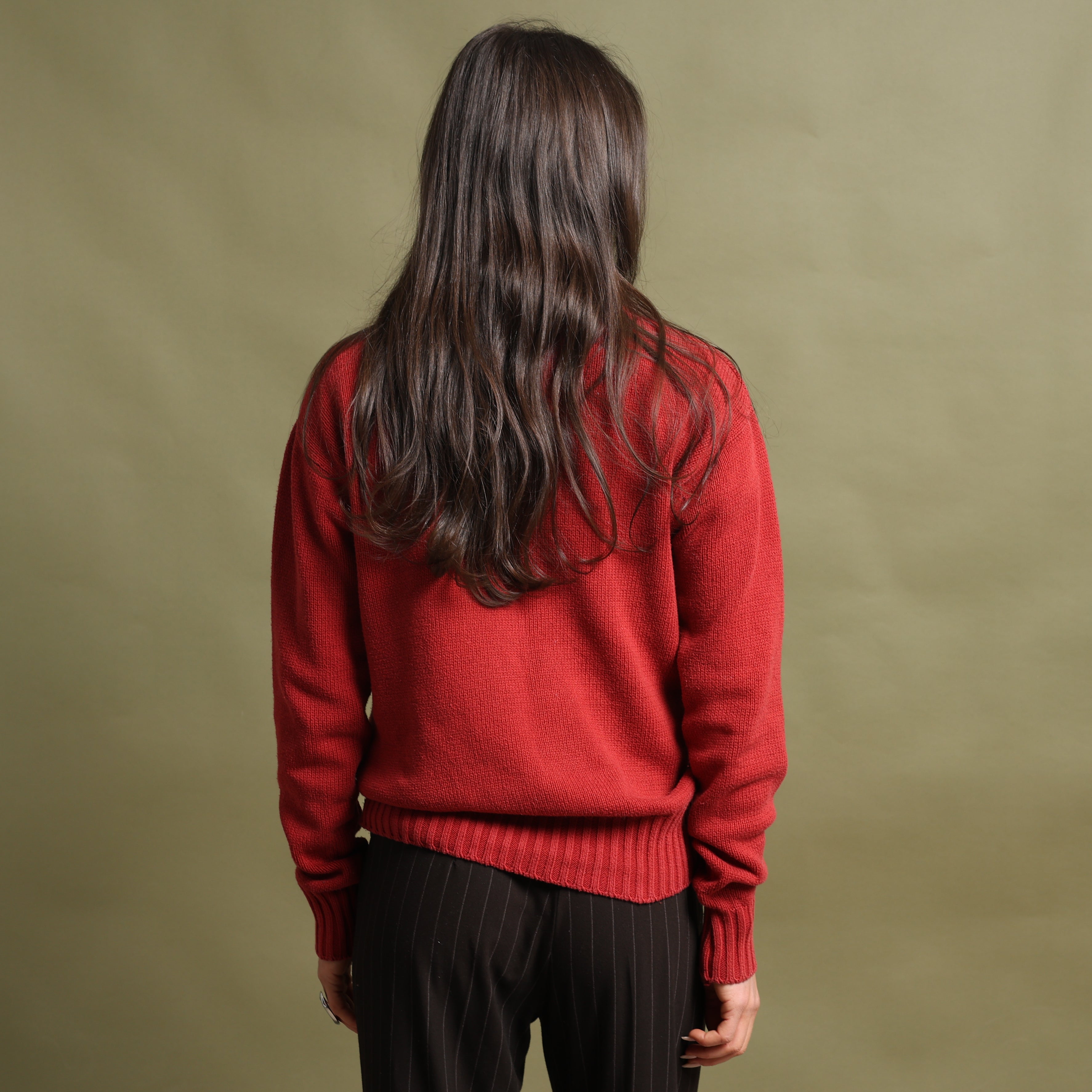 Vintage Thomas Burberry Turtleneck Jumper M Red Cotton