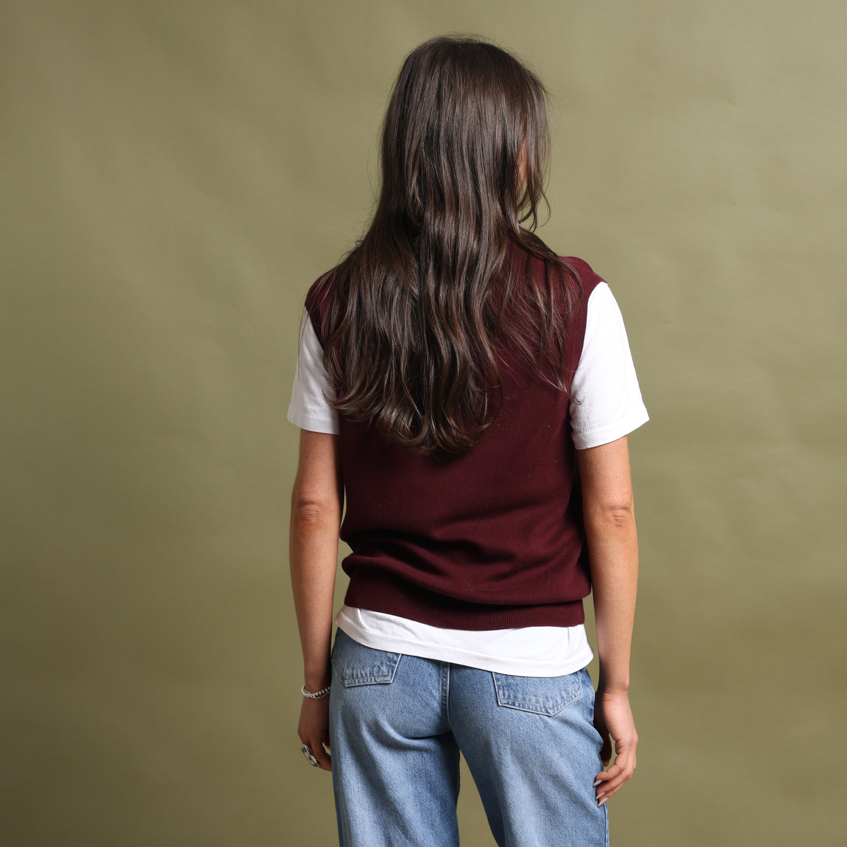 Vintage Polo Ralph Lauren Sleeveless V-Neck Jumper  M Burgandy Cotton