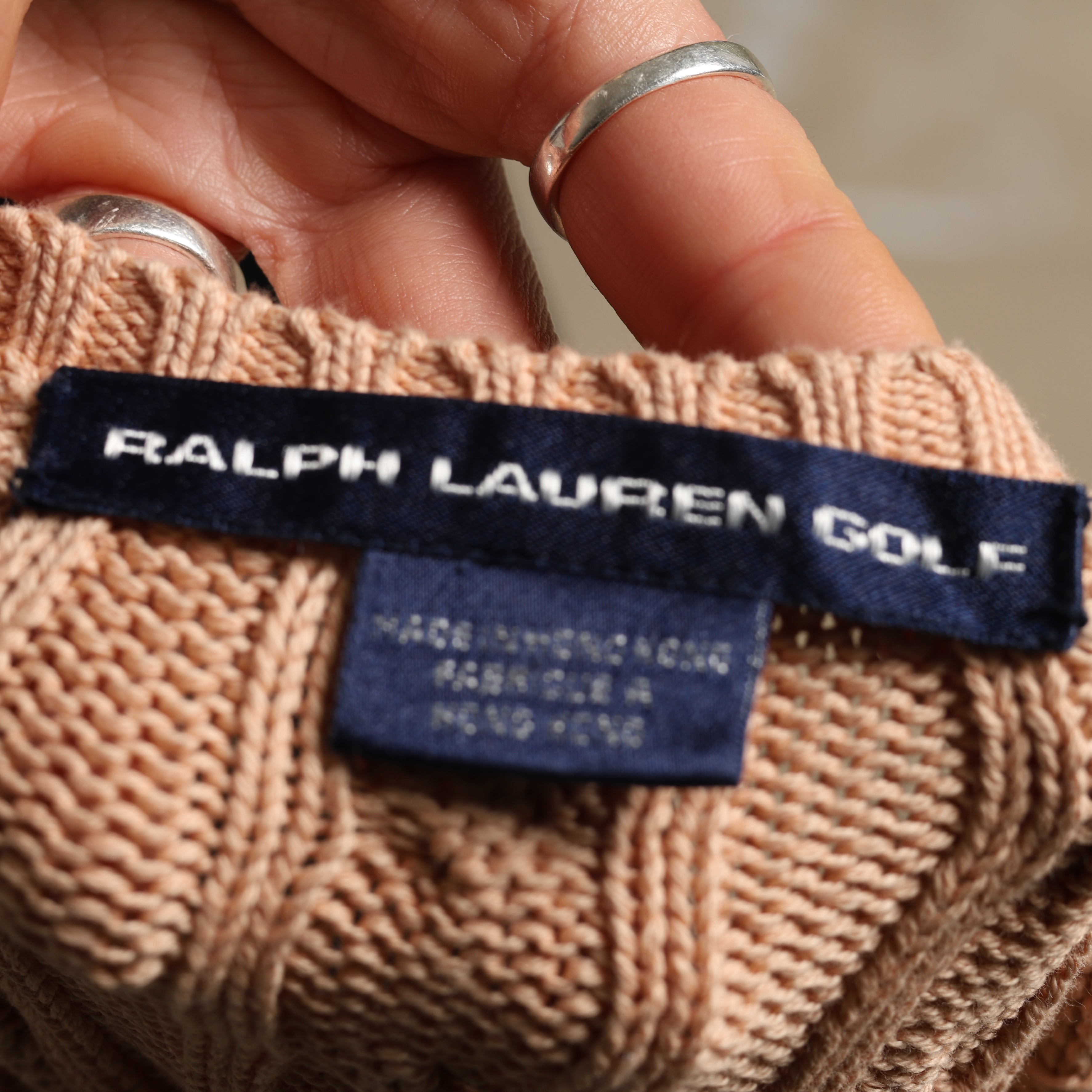 Vintage Ralph Lauren V-Neck Jumper  L Beige Cotton