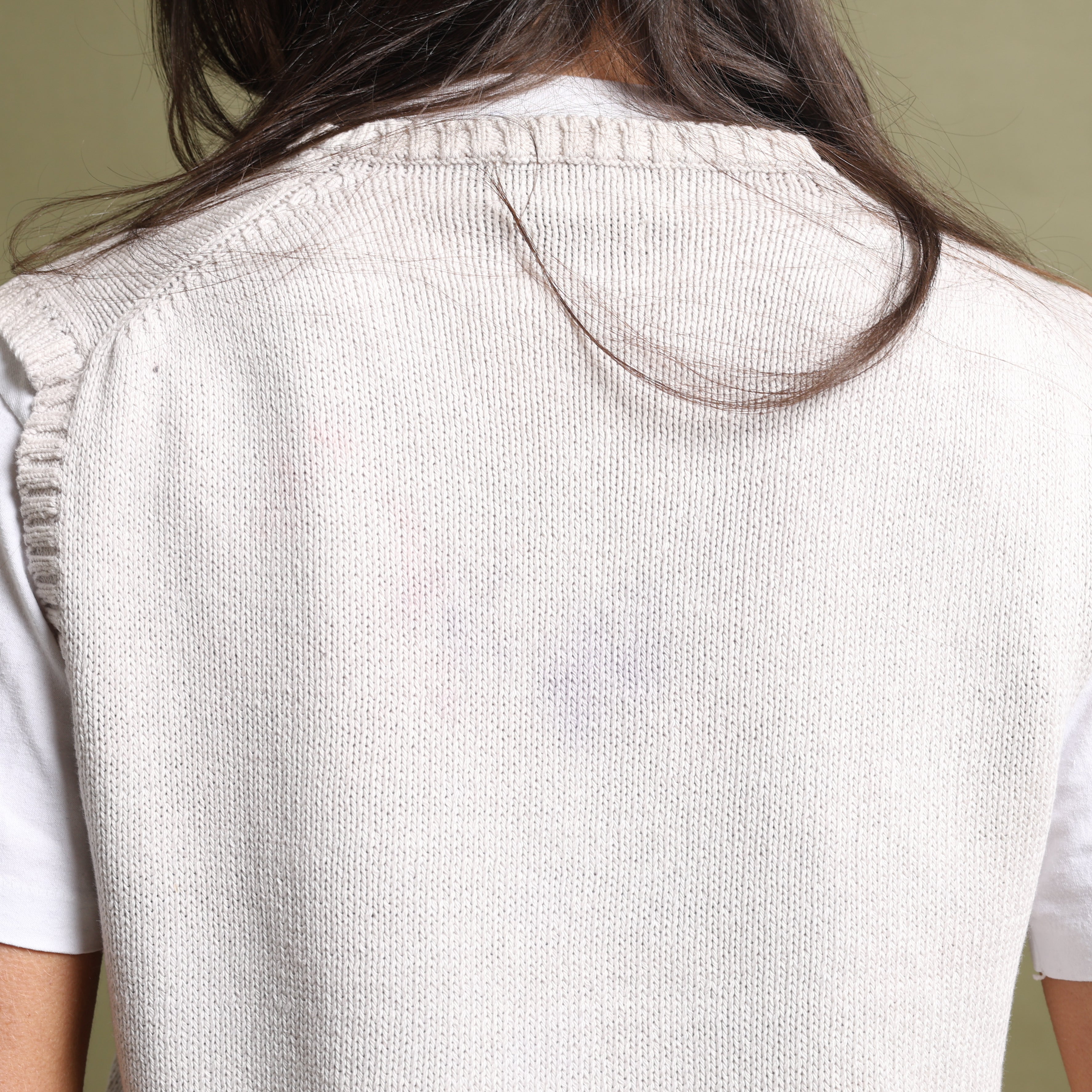 Vintage Polo Ralph Lauren V-Neck Jumper  L Off-white Cotton