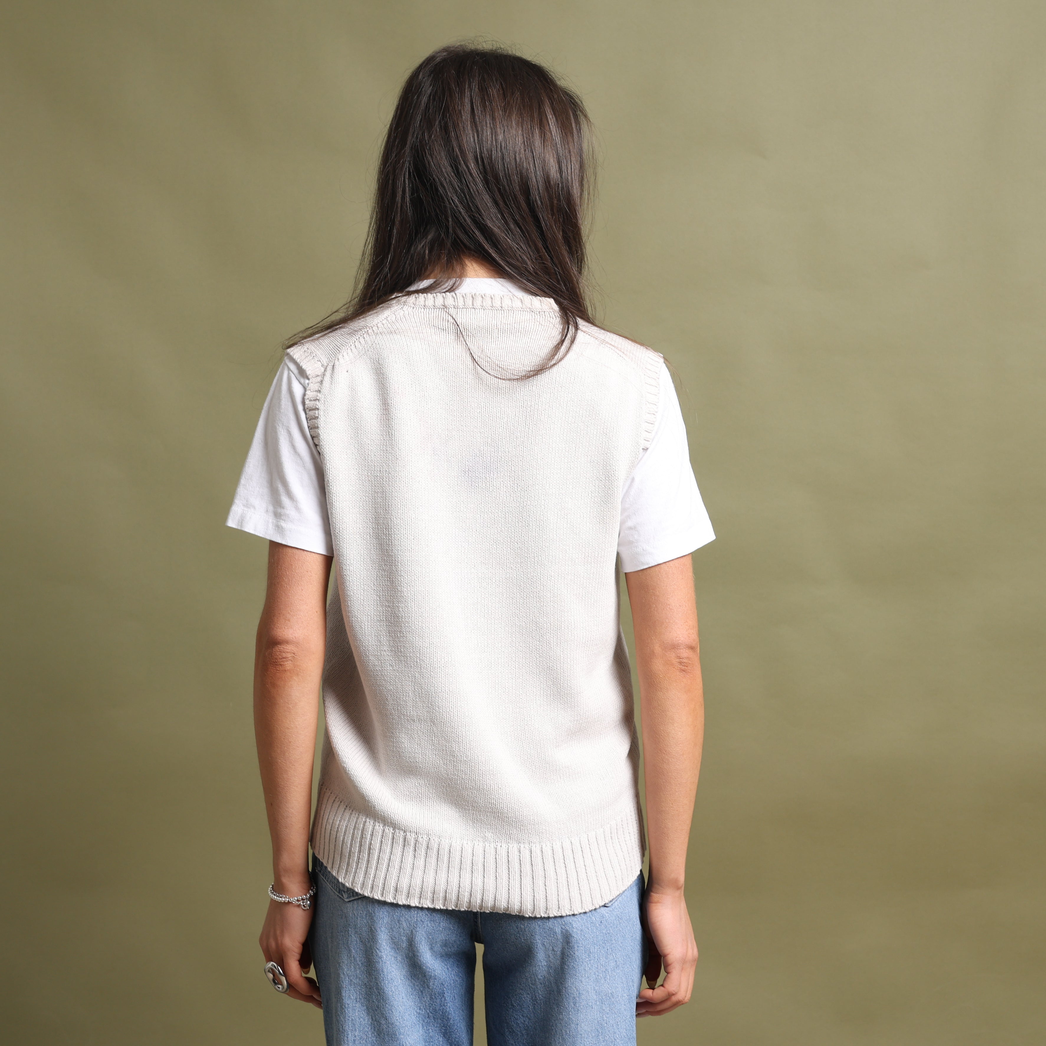 Vintage Polo Ralph Lauren V-Neck Jumper  L Off-white Cotton