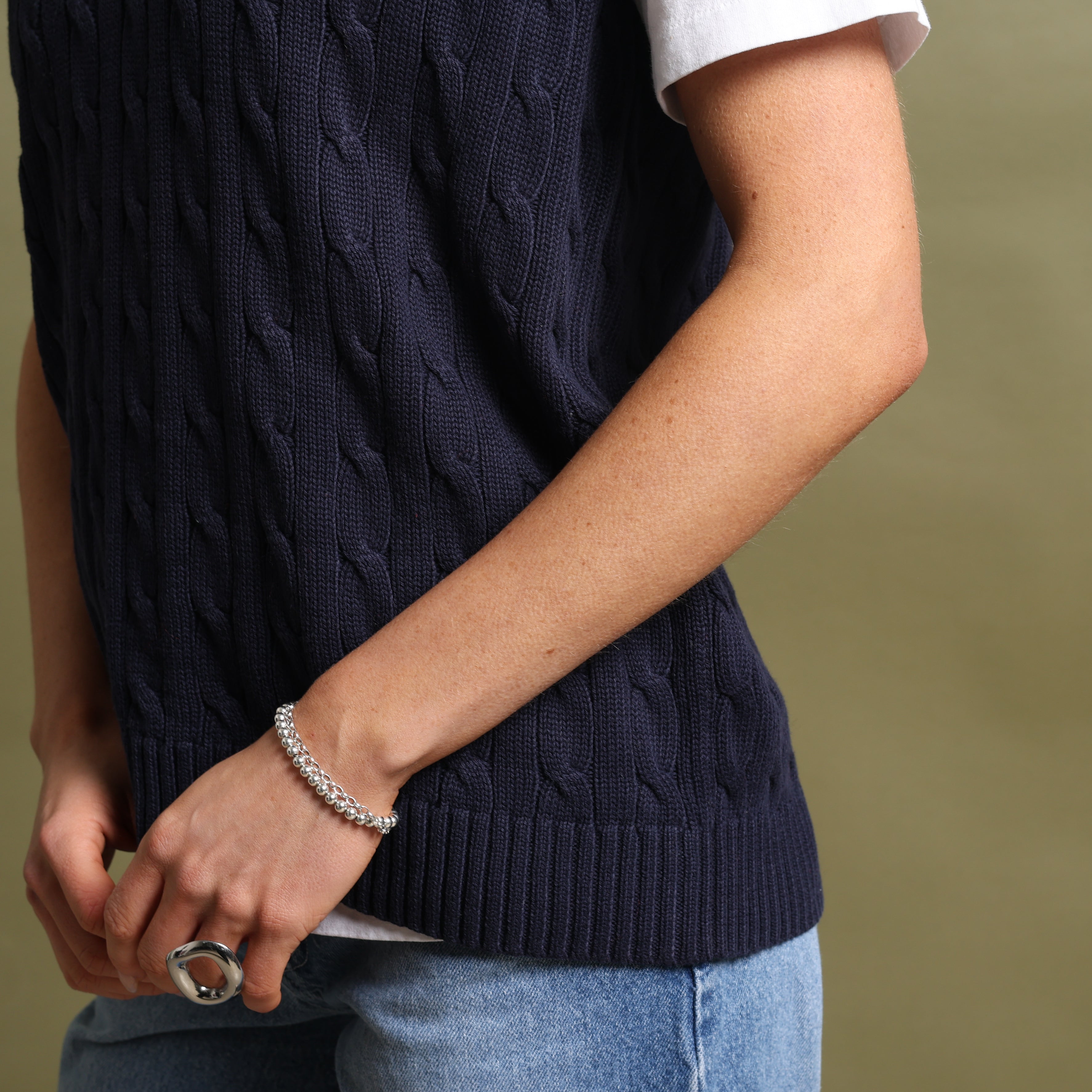 Vintage Polo Ralph Lauren V-Neck Jumper  L Navy Blue Cotton