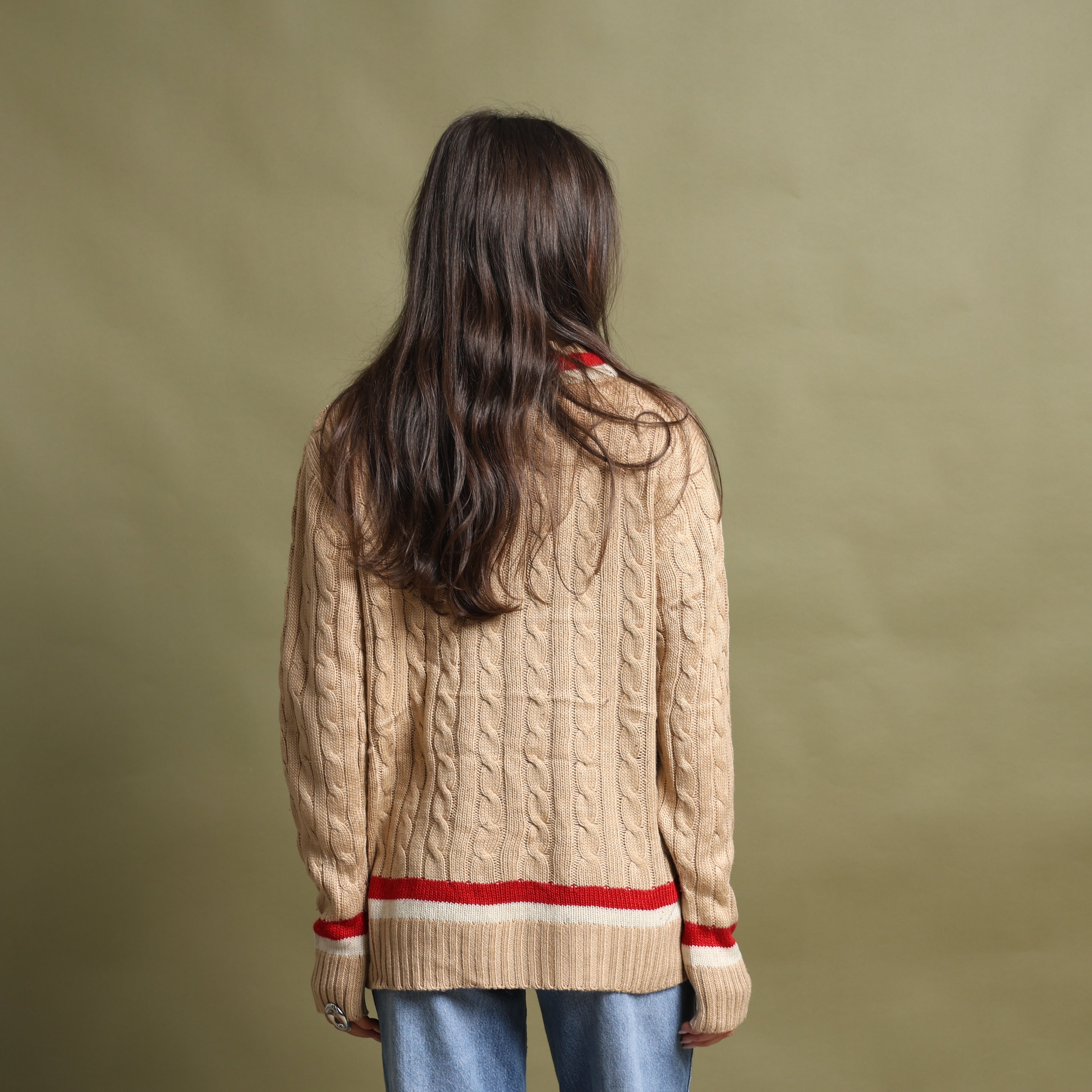 Vintage Polo Ralph Lauren V-Neck Jumper  XL Beige Cotton