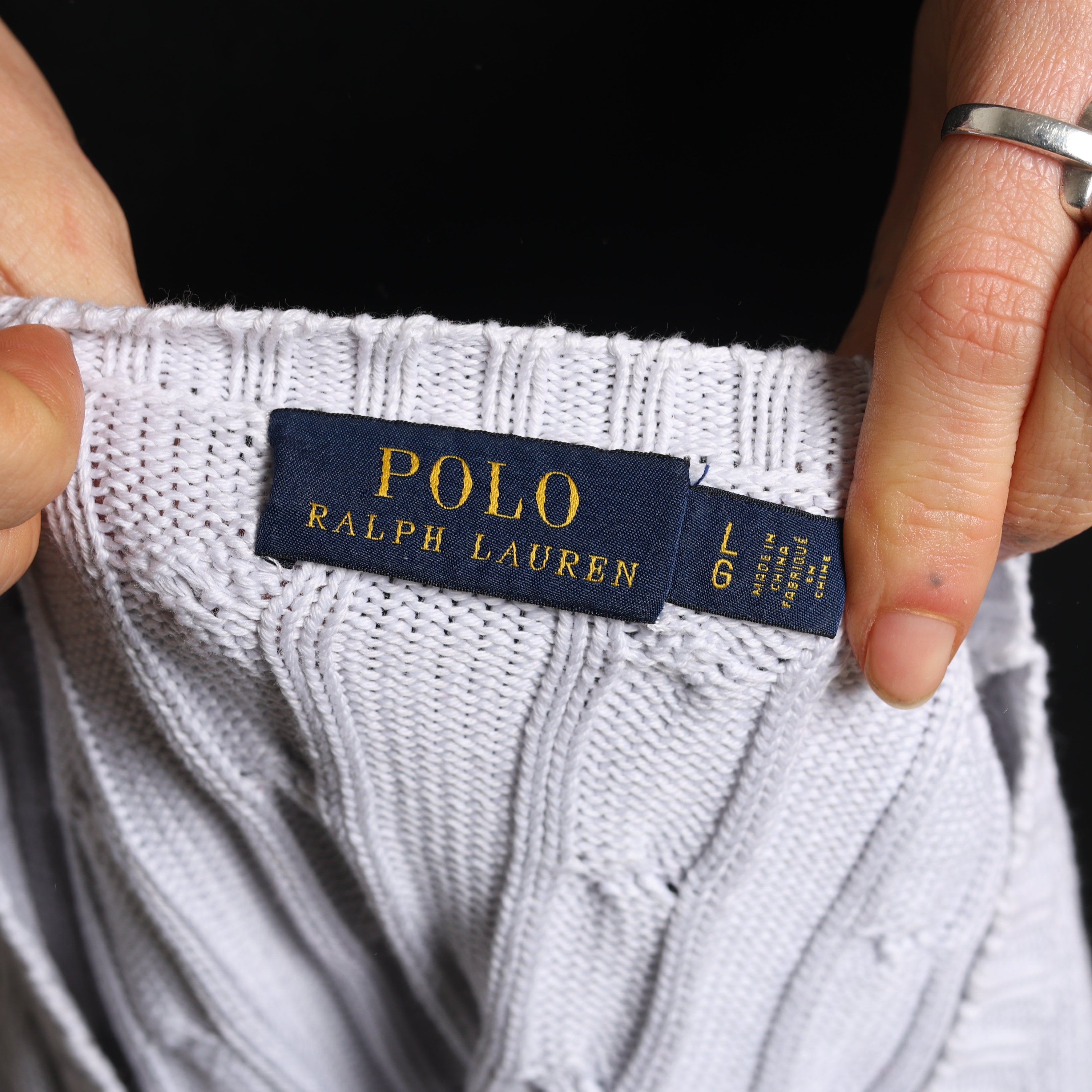 Vintage Polo Ralph Lauren Jumper L White Cotton