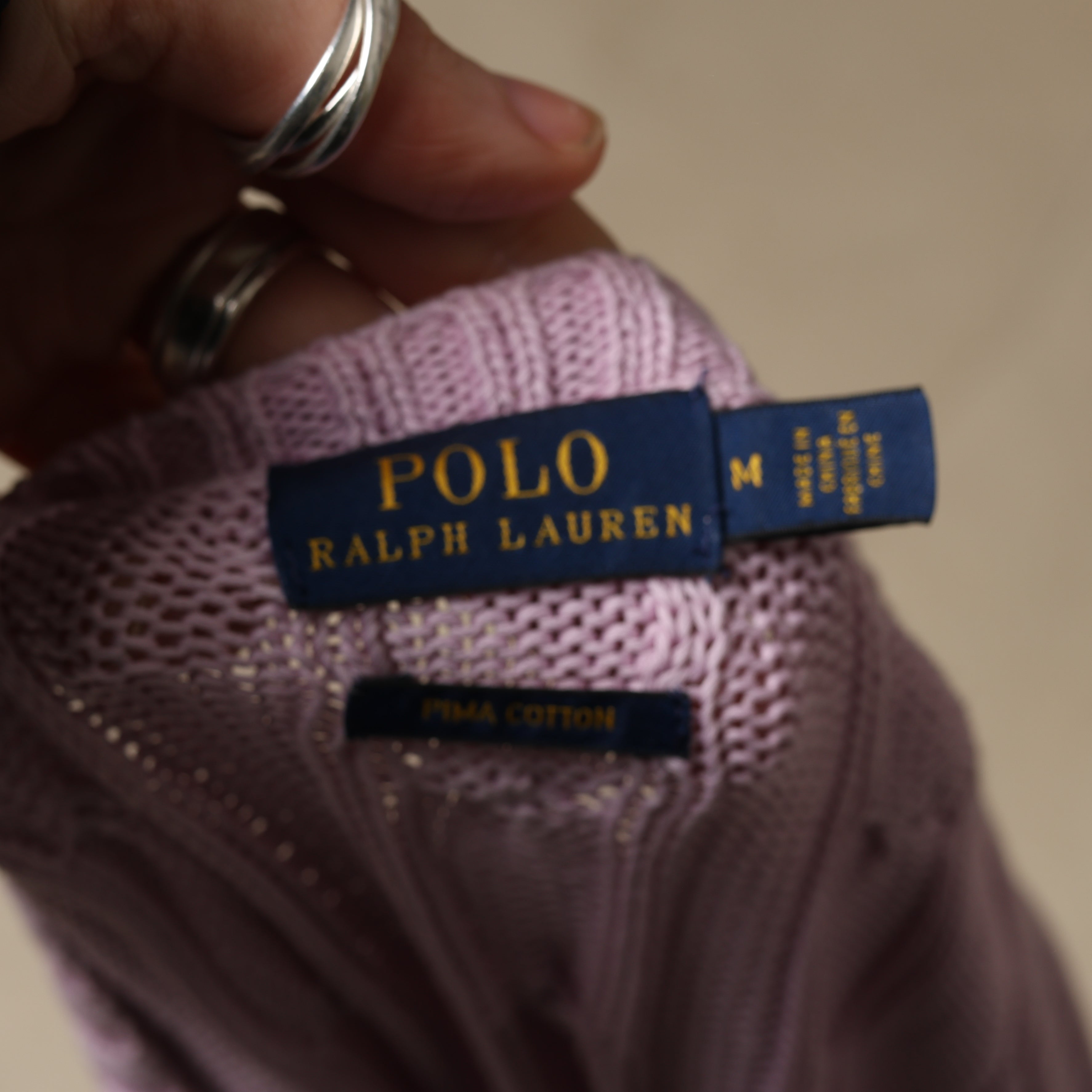 Vintage Polo Ralph Lauren V-Neck Jumper  L Pink Cotton