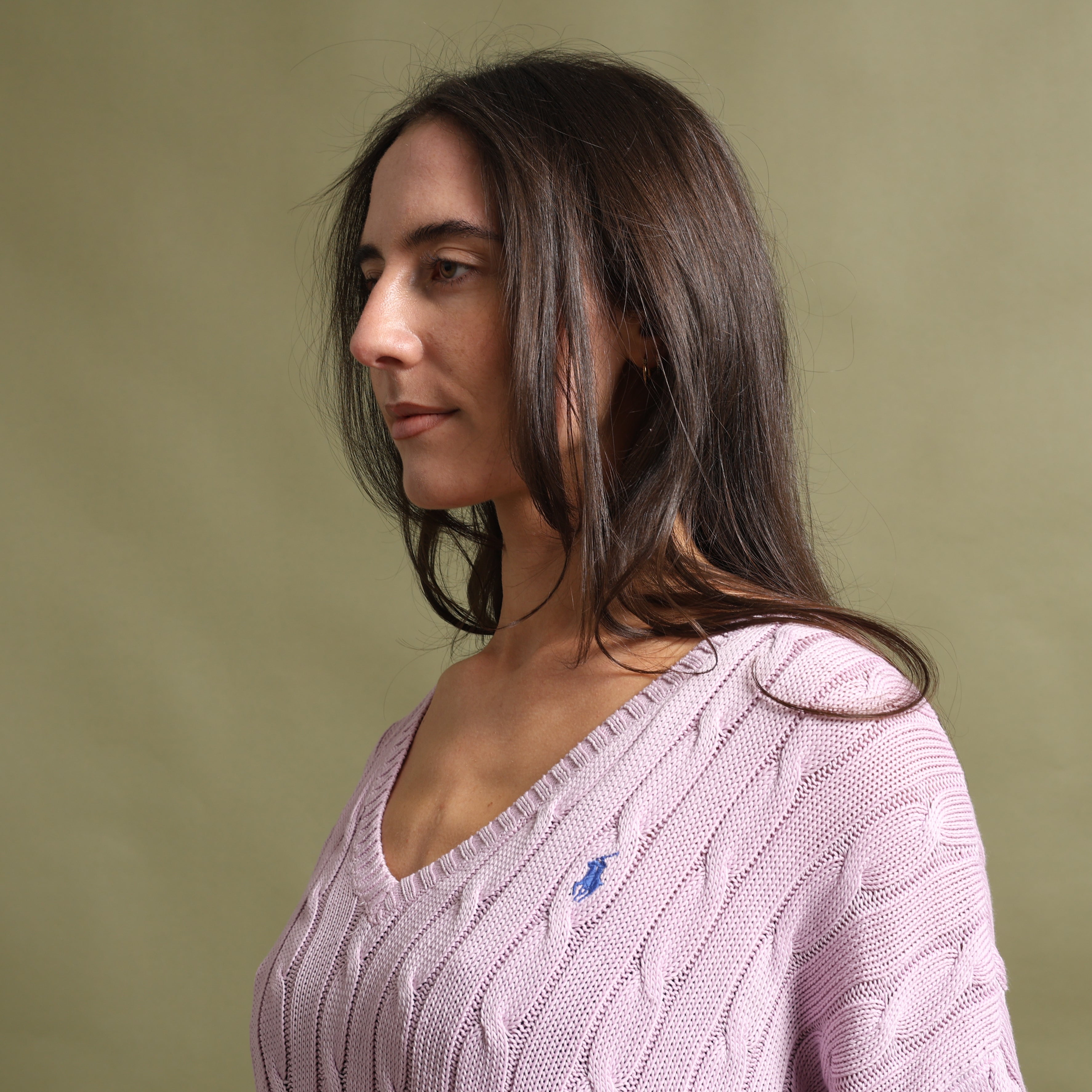 Vintage Polo Ralph Lauren V-Neck Jumper  L Pink Cotton