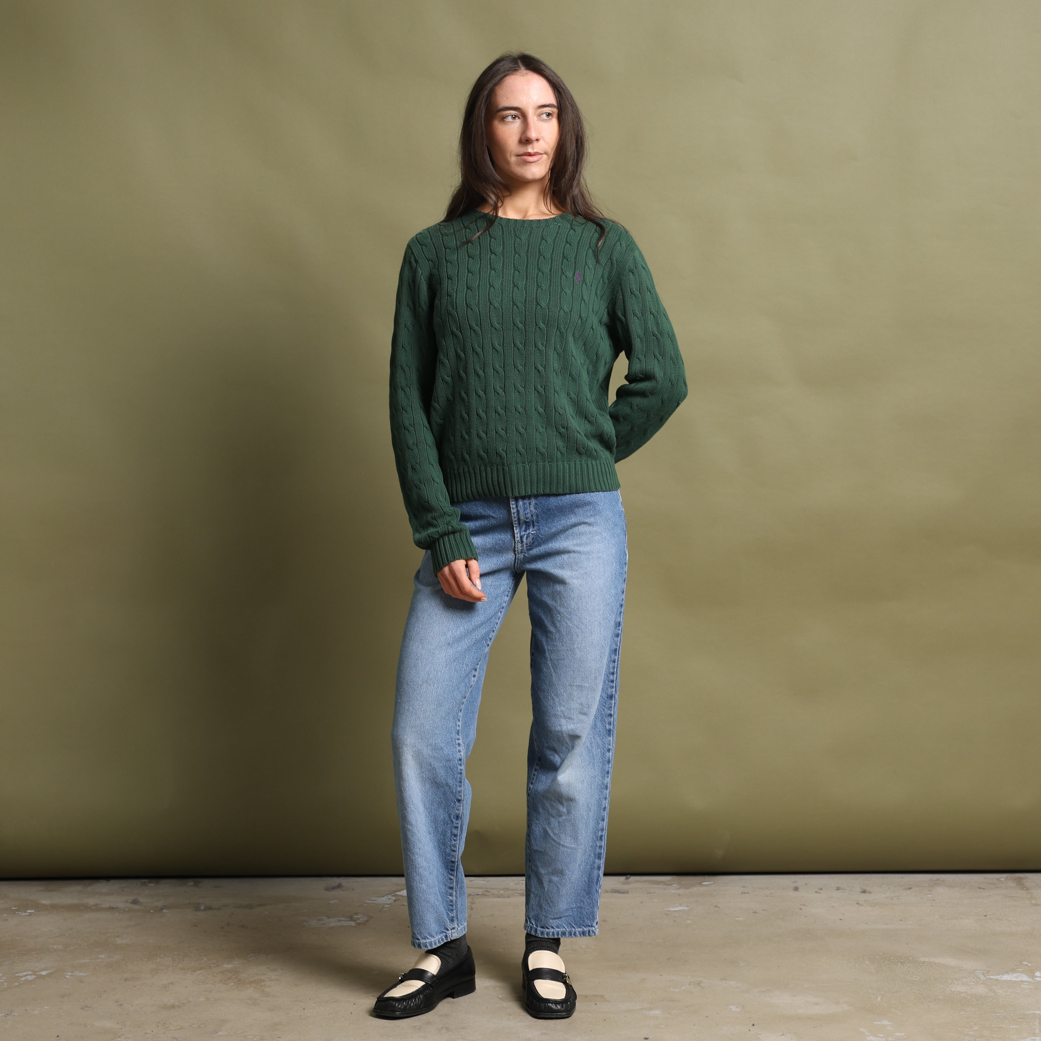 Vintage Polo Ralph Lauren Jumper L Forest green Cotton