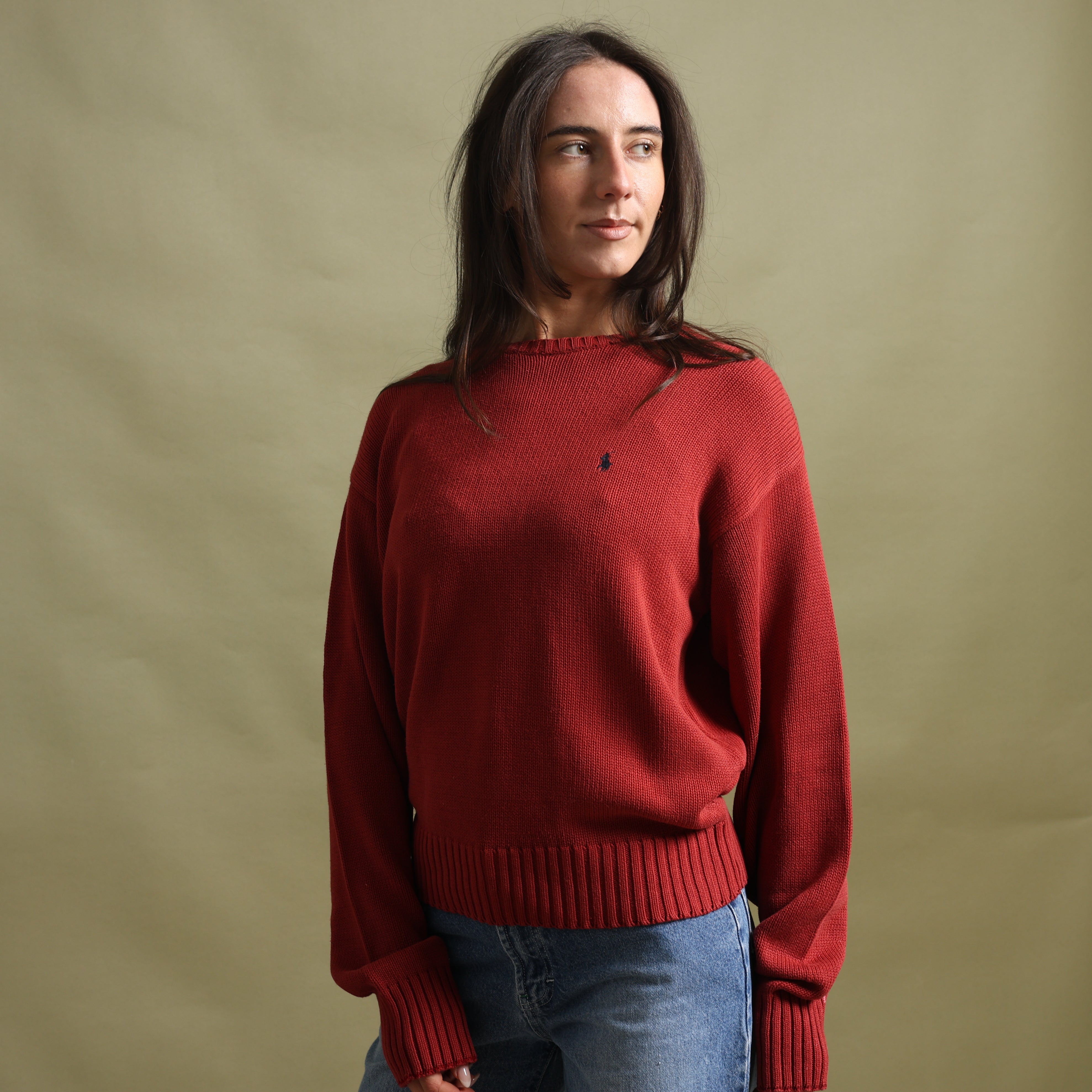 Vintage Polo Ralph Lauren Jumper L Red Cotton