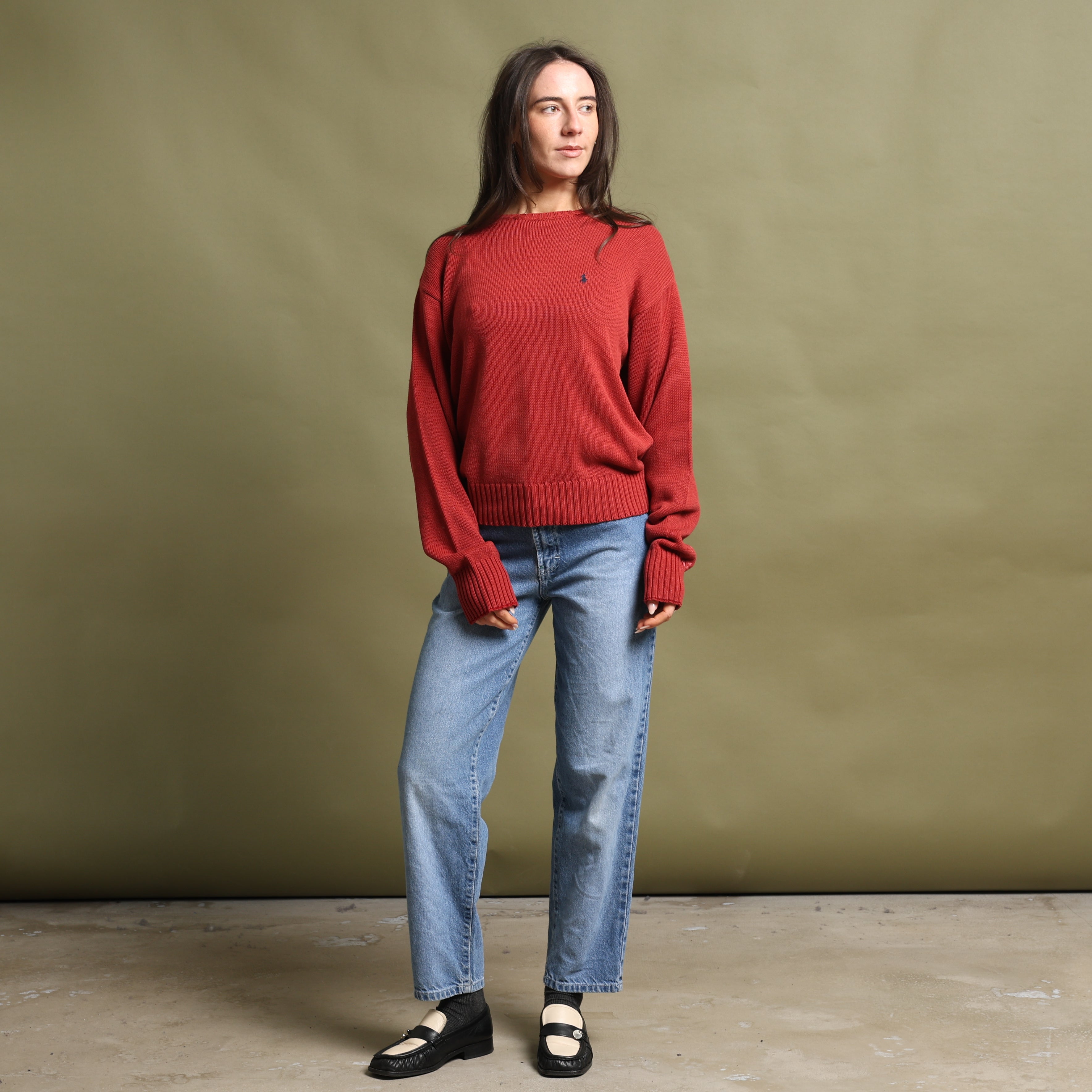 Vintage Polo Ralph Lauren Jumper L Red Cotton