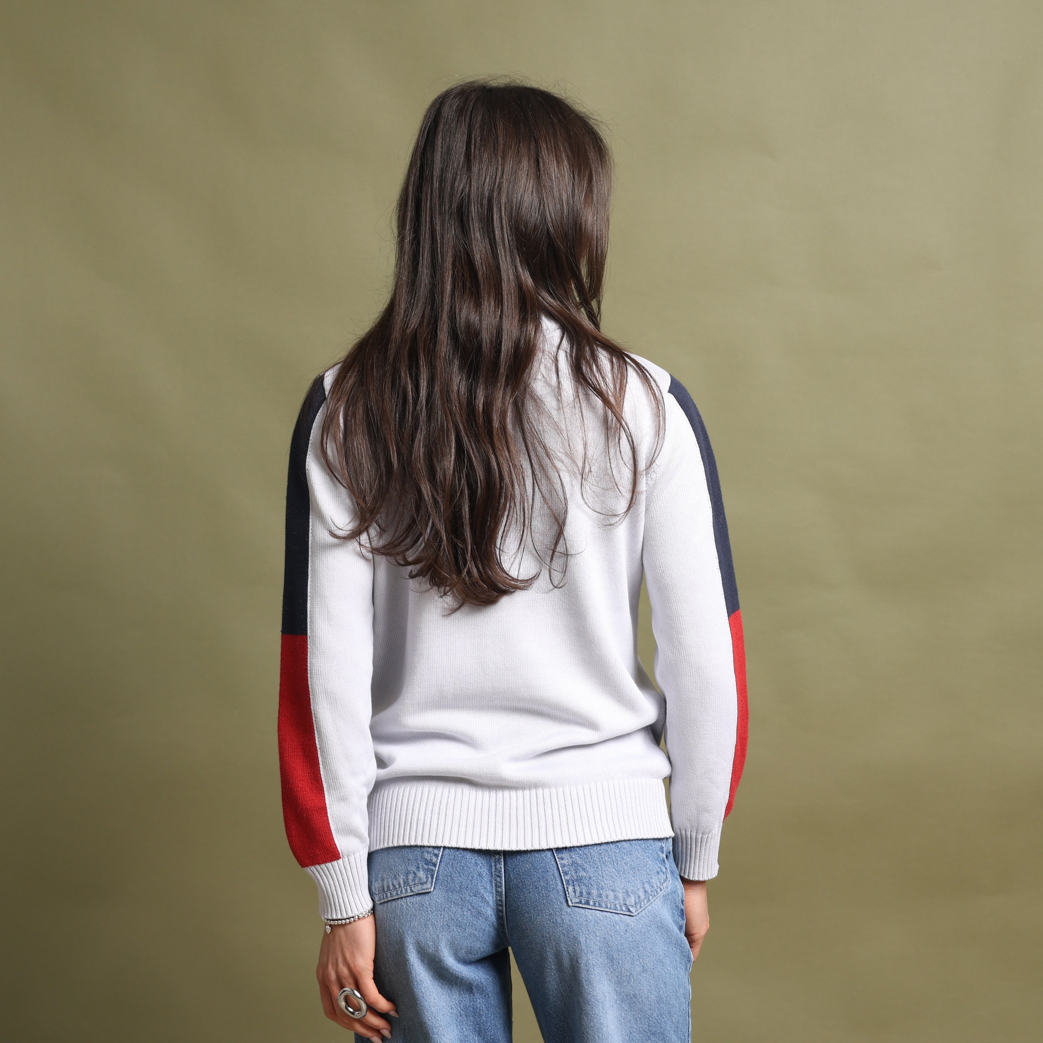 Vintage Tommy Hilfiger 1/4 Zip Jumper  S Off-white Cotton