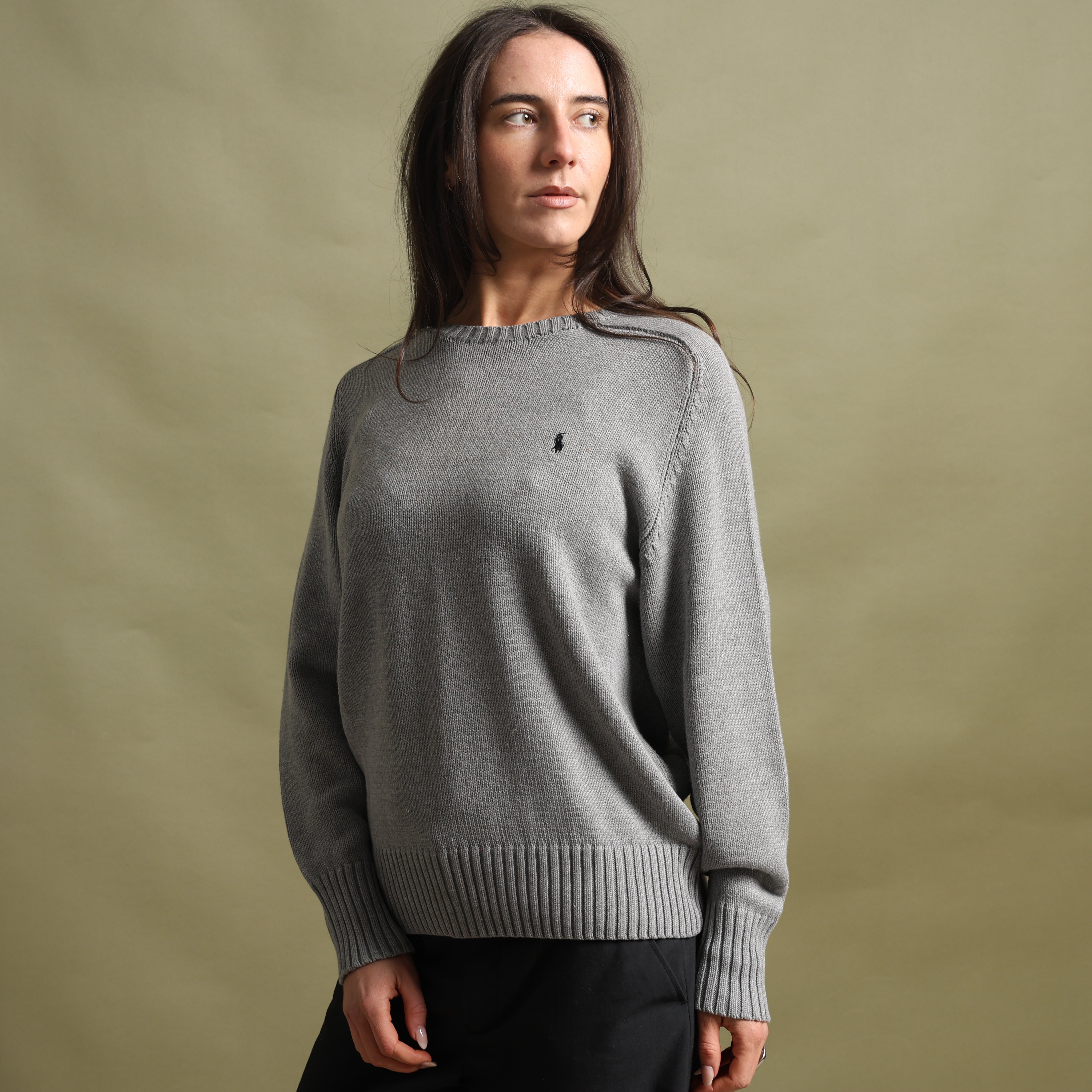 Vintage Polo Ralph Lauren Jumper L Grey Cotton