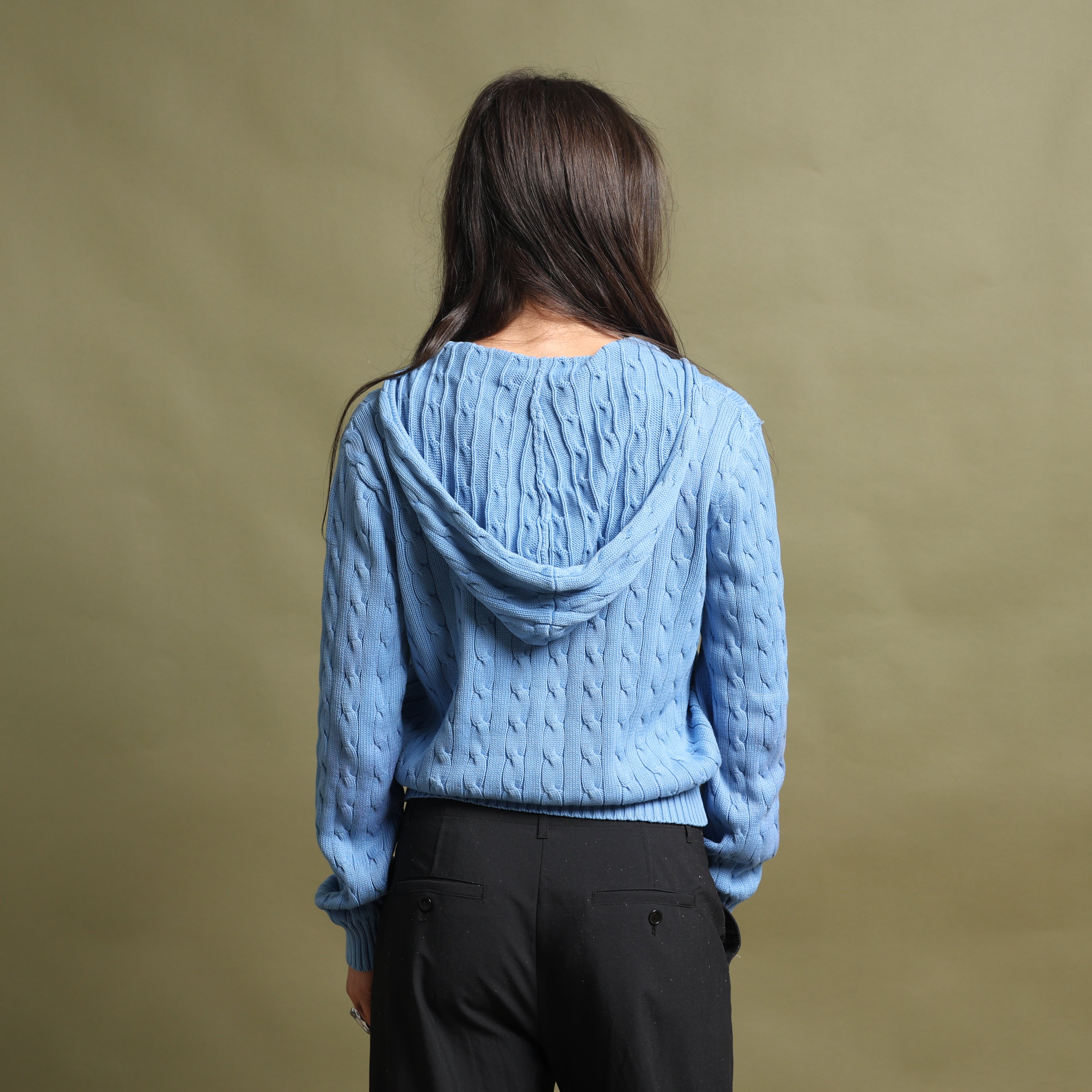 Vintage Ralph Lauren Full-Zip Jumper  L Blue Cotton
