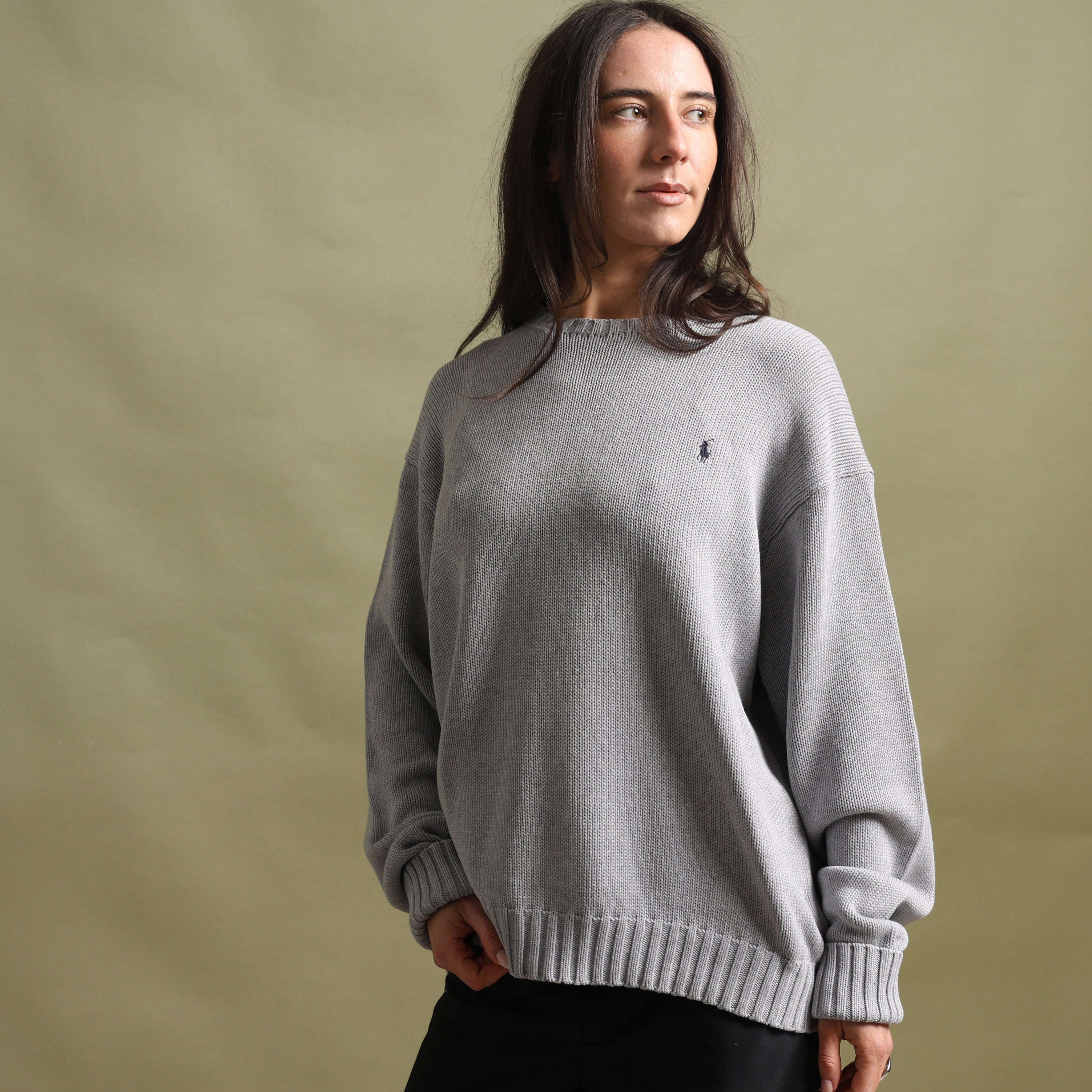 Vintage Polo Ralph Lauren Jumper L Grey Cotton