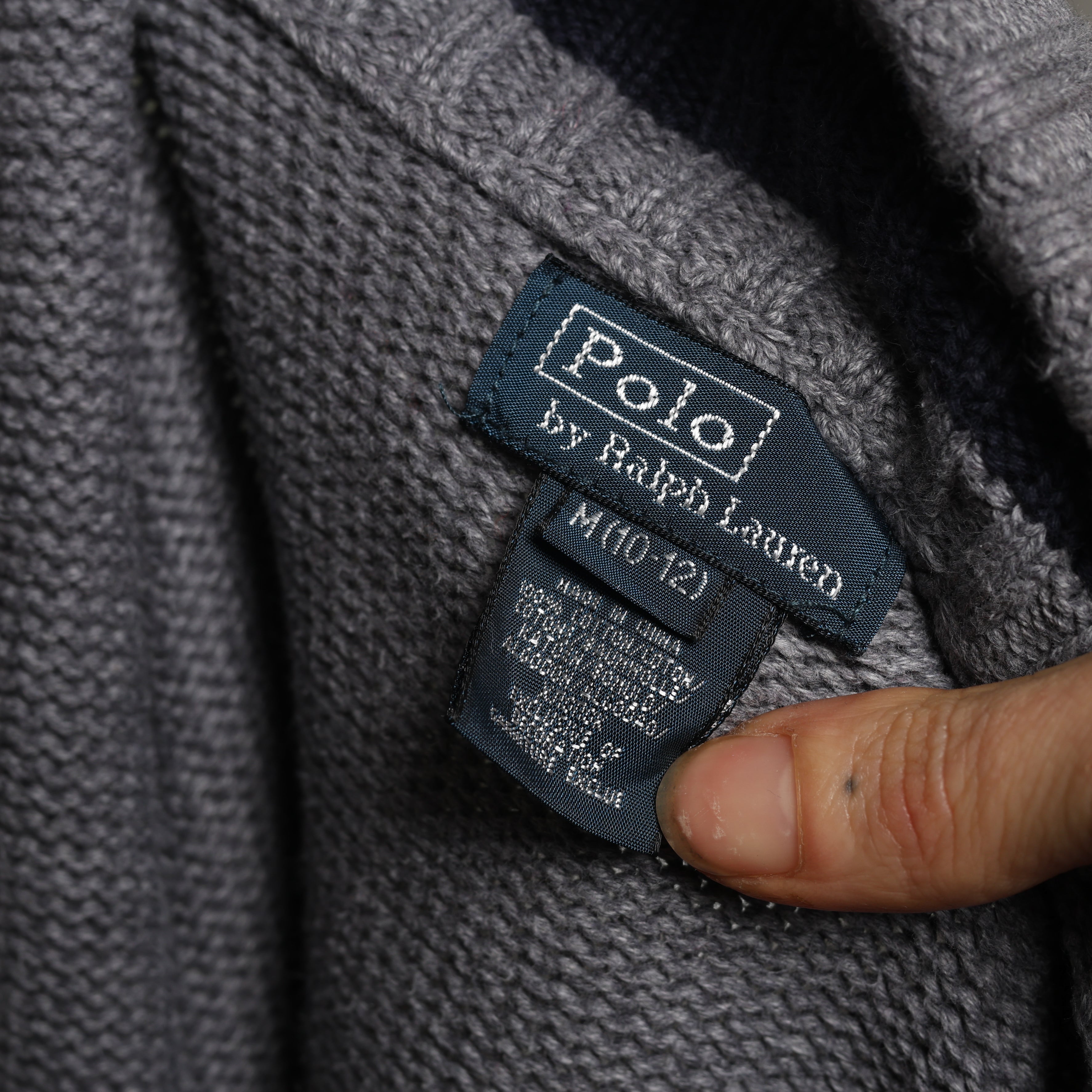 Vintage Polo Ralph Lauren Full-Zip Jumper  M Grey Cotton