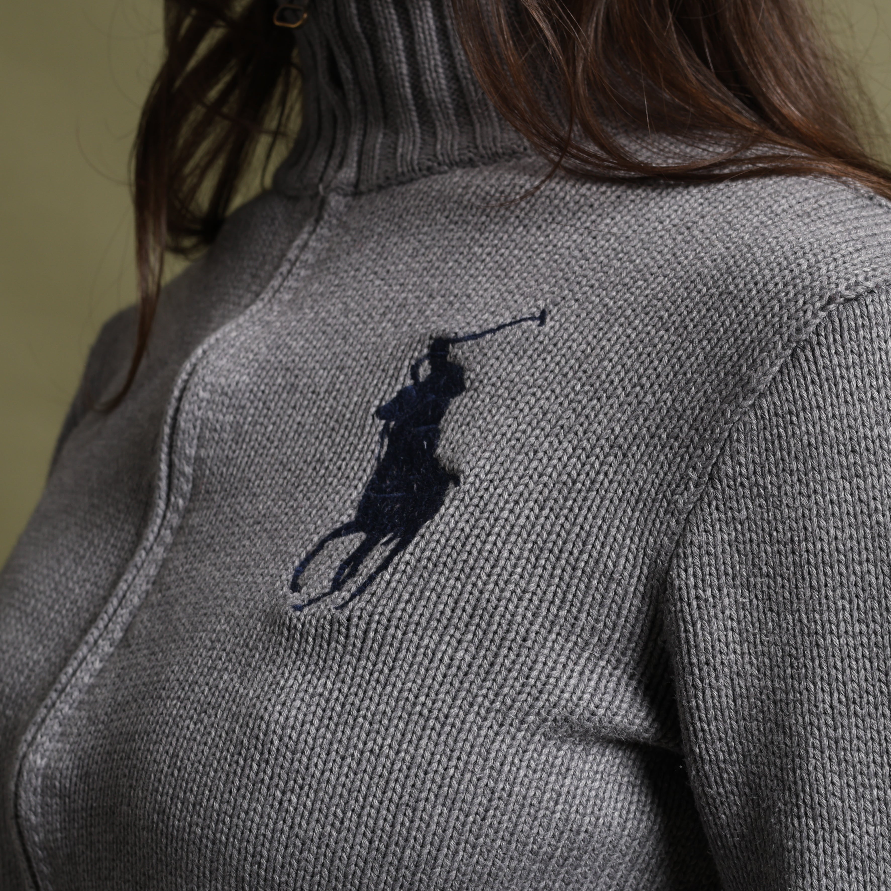 Vintage Polo Ralph Lauren Full-Zip Jumper  M Grey Cotton