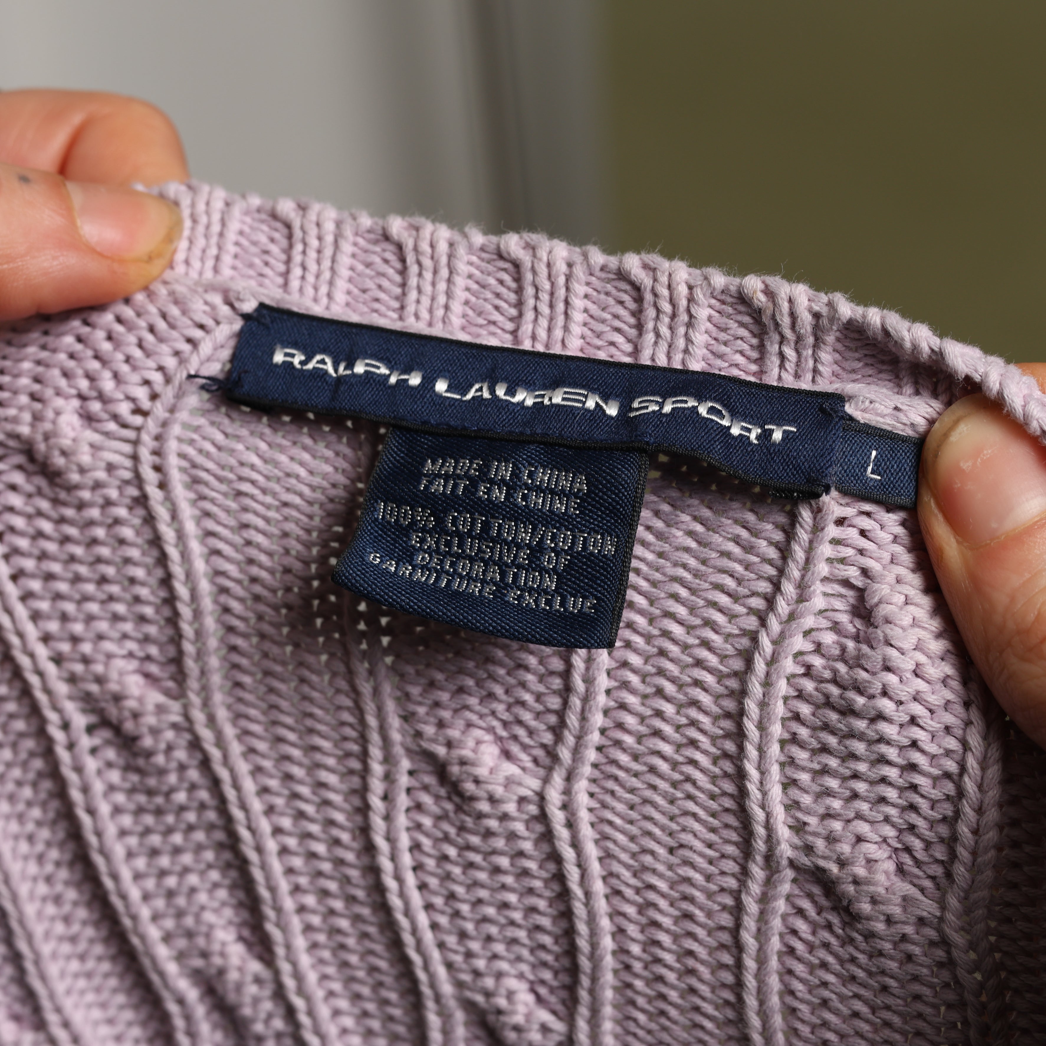 Vintage Polo Ralph Lauren V-Neck Jumper  L Pink Cotton