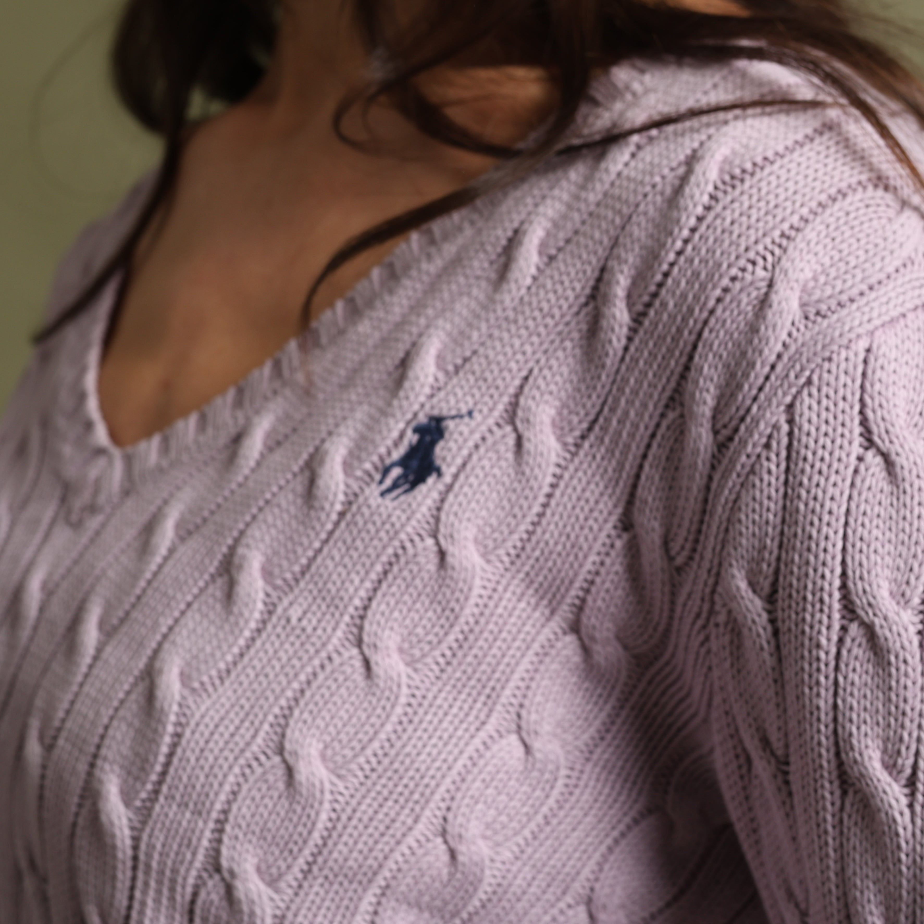 Vintage Polo Ralph Lauren V-Neck Jumper  L Pink Cotton