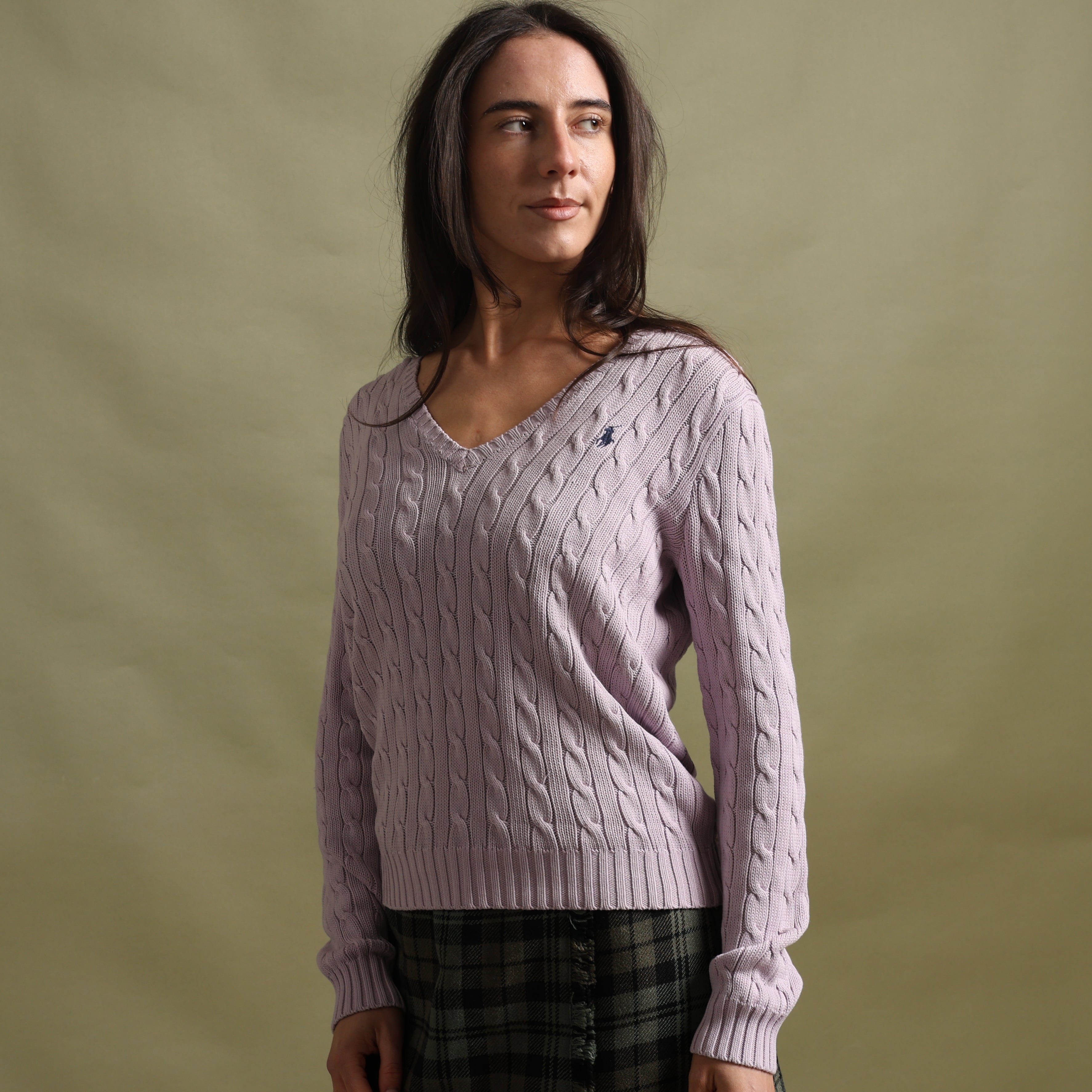 Vintage Polo Ralph Lauren V-Neck Jumper  L Pink Cotton