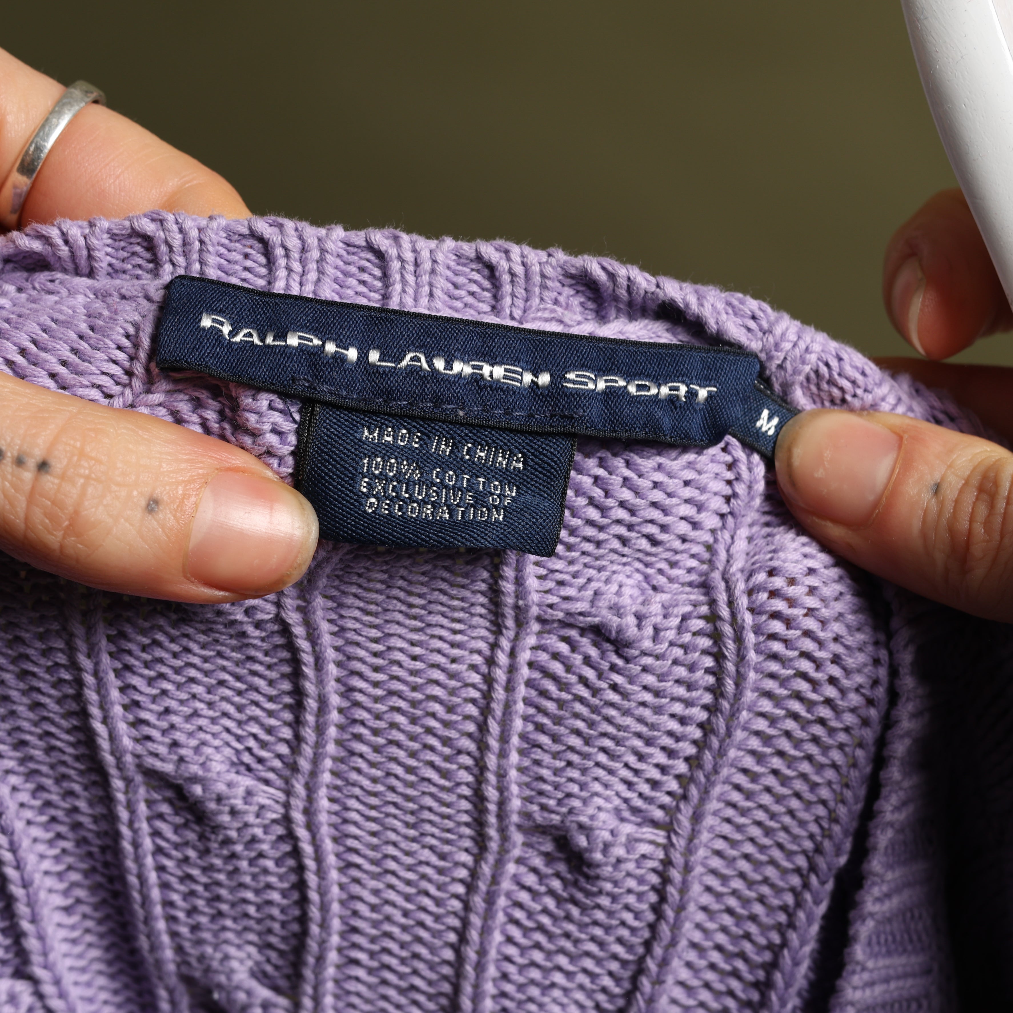 Vintage Polo Ralph Lauren V-Neck Jumper  M Purple Cotton