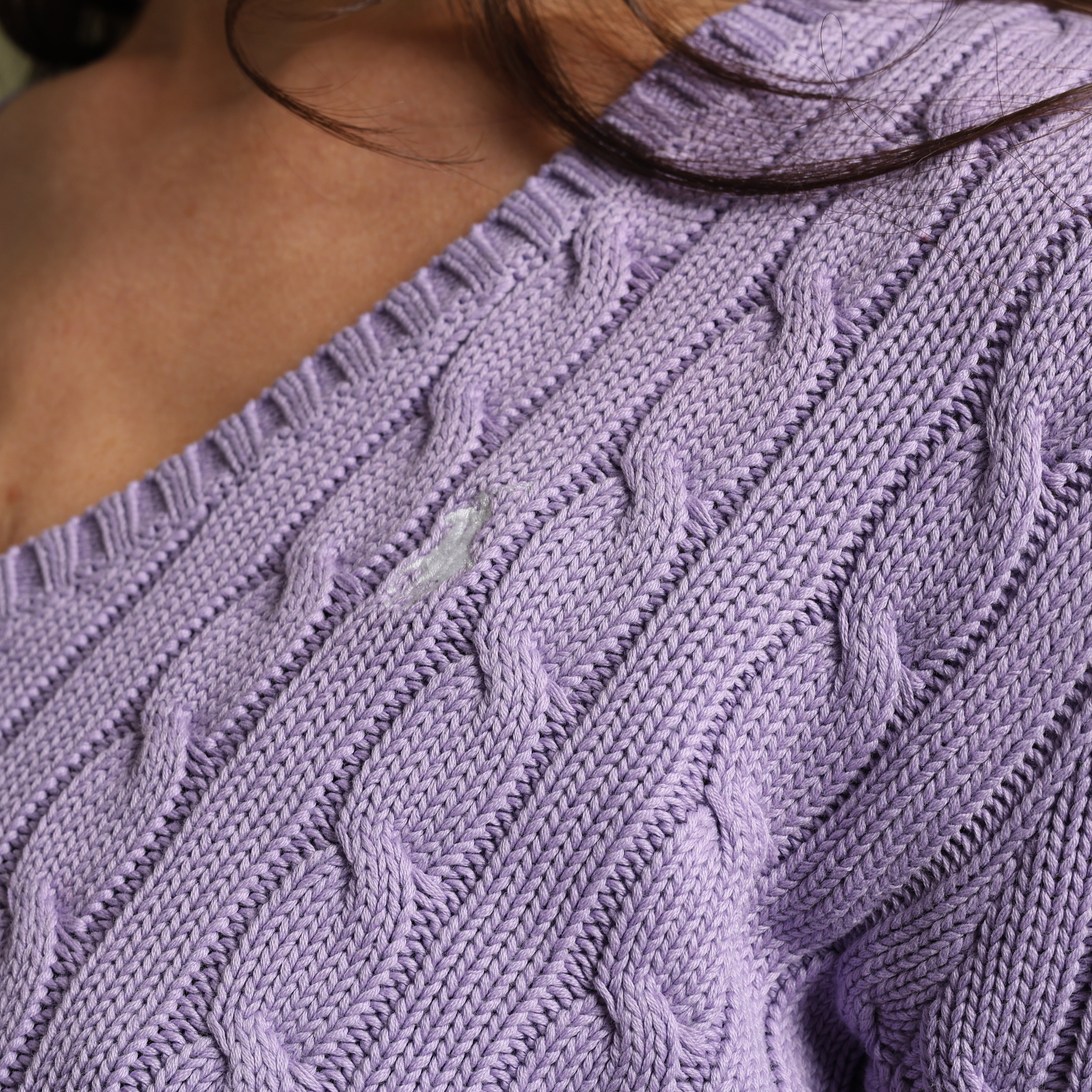 Vintage Polo Ralph Lauren V-Neck Jumper  M Purple Cotton
