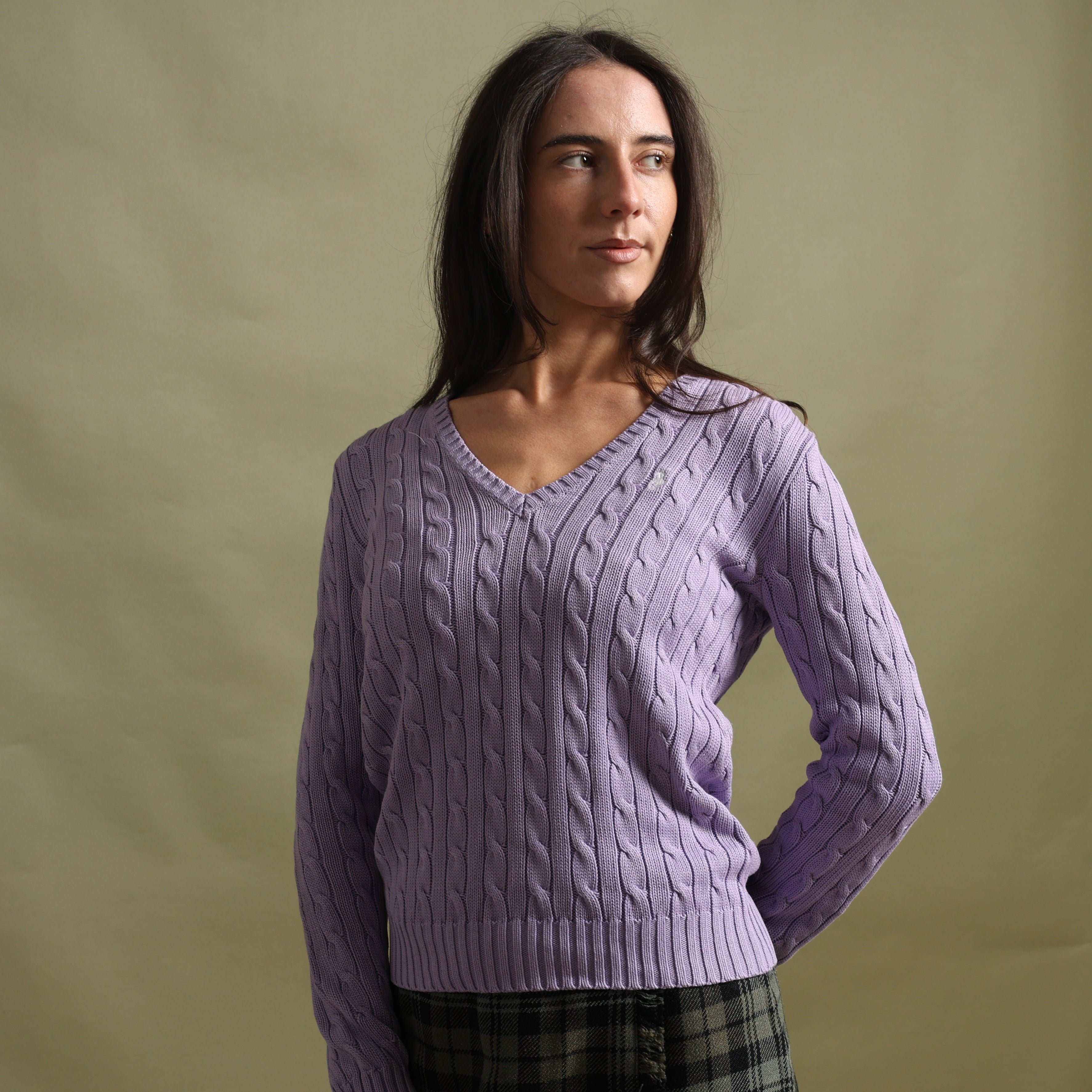 Vintage Polo Ralph Lauren V-Neck Jumper  M Purple Cotton