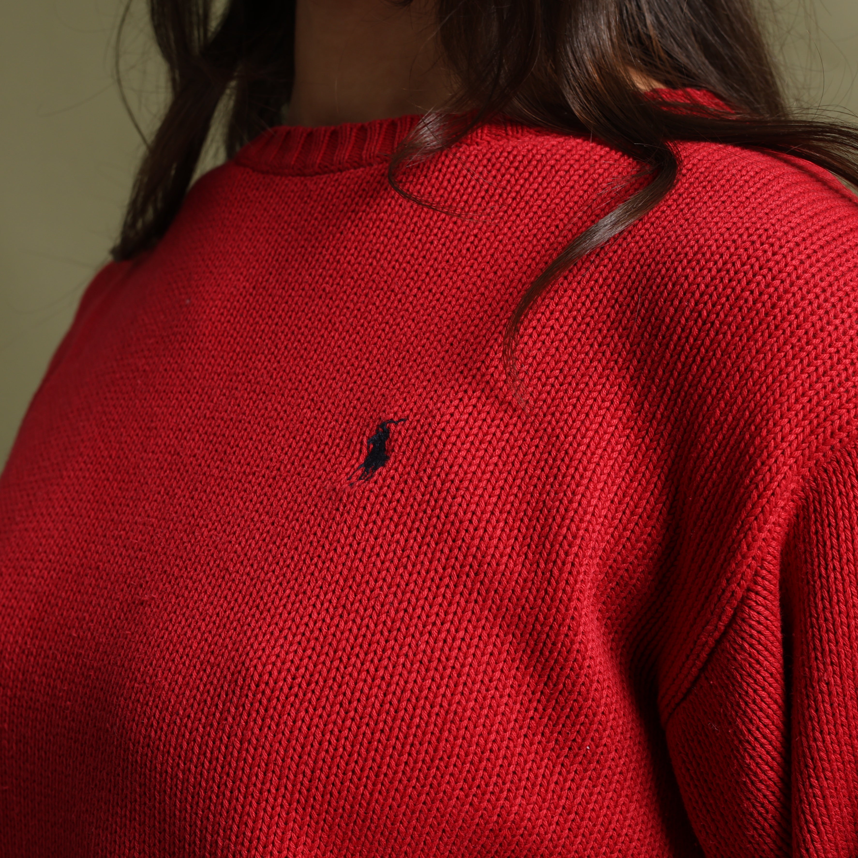 Vintage Polo Ralph Lauren Jumper L Coral Red Cotton