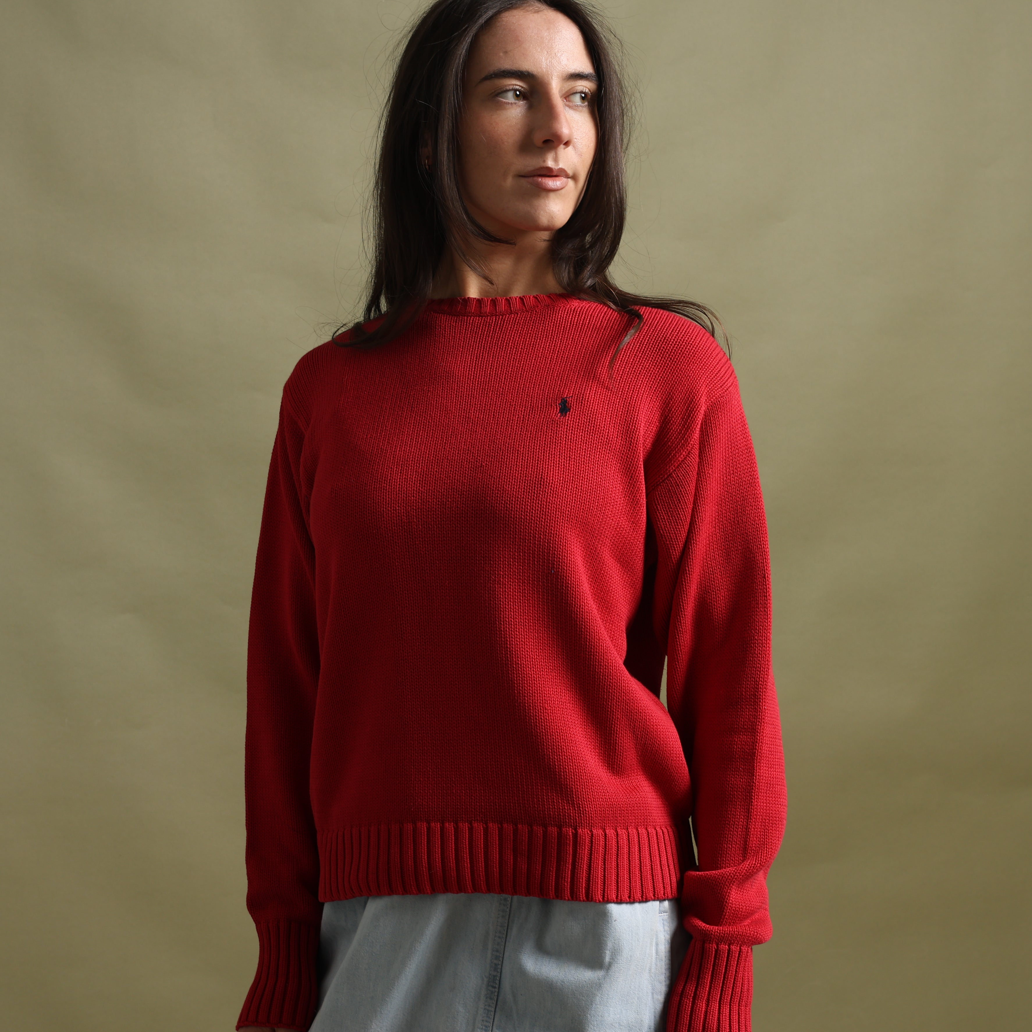 Vintage Polo Ralph Lauren Jumper L Coral Red Cotton
