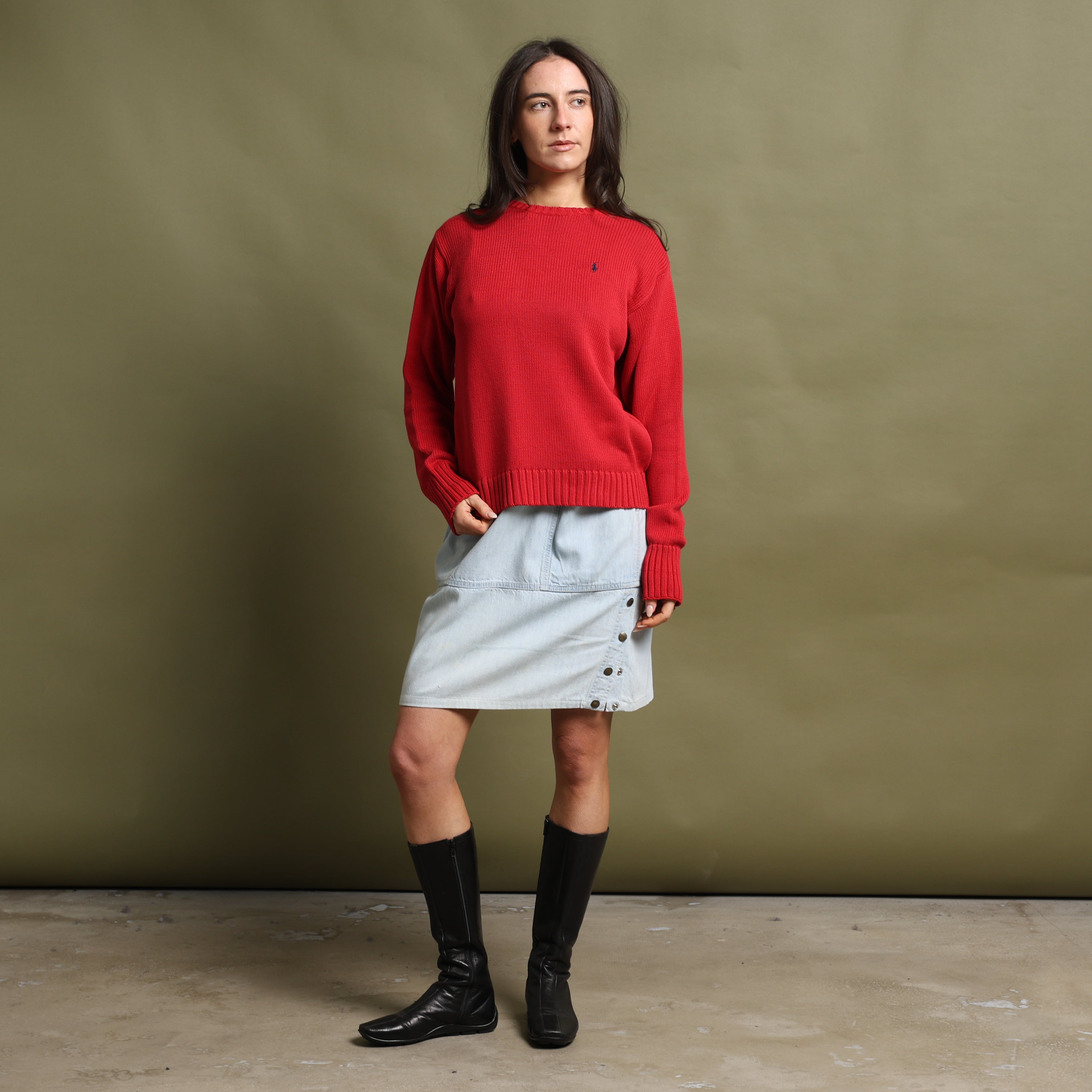 Vintage Polo Ralph Lauren Jumper L Coral Red Cotton
