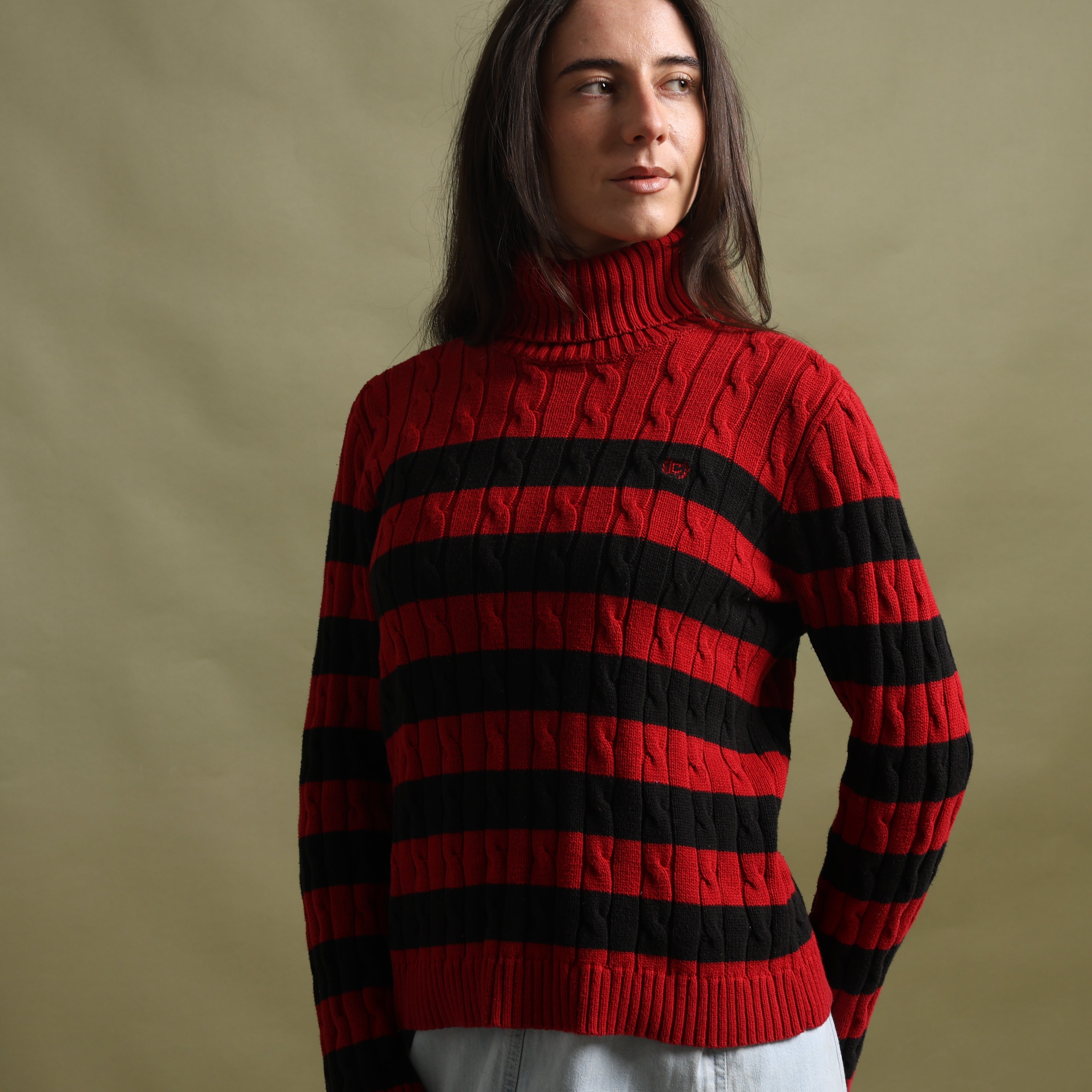 Vintage Chaps Turtleneck Jumper M Black Cotton