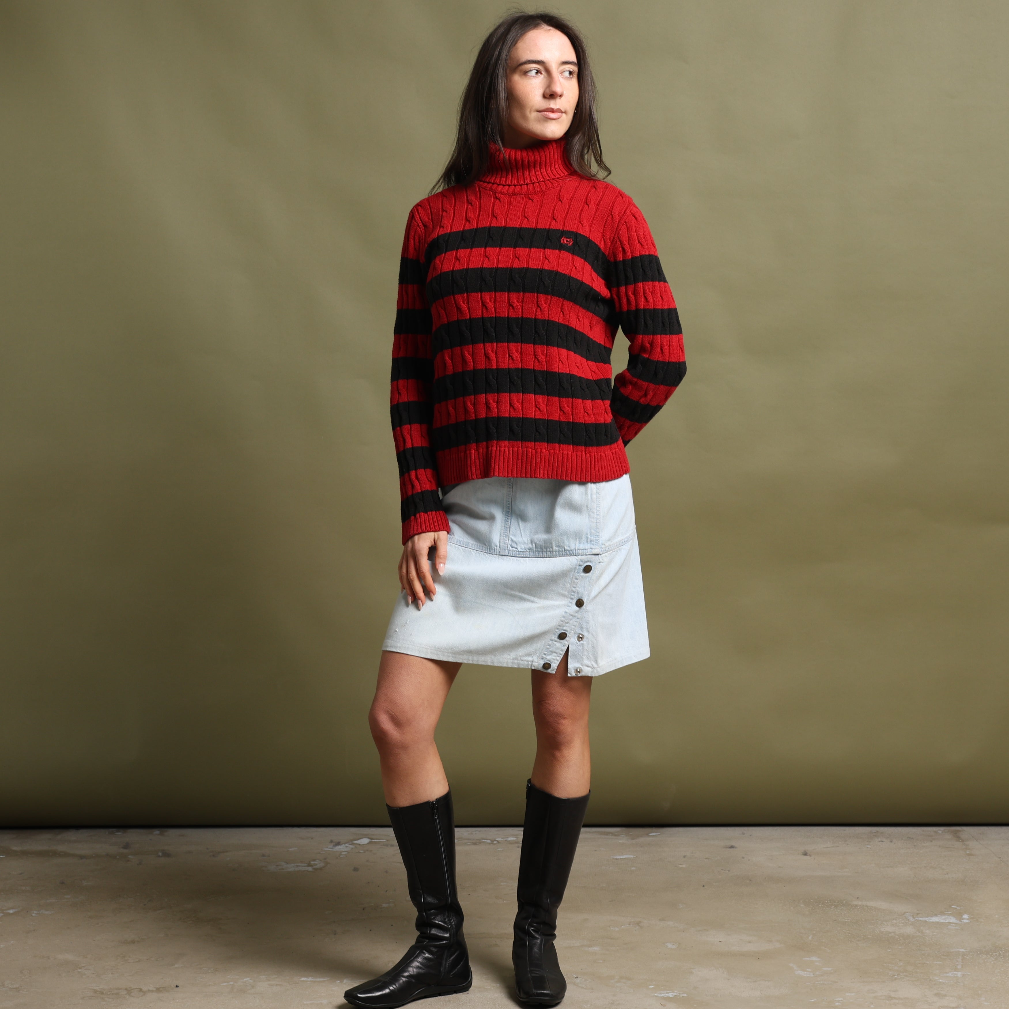 Vintage Chaps Turtleneck Jumper M Black Cotton