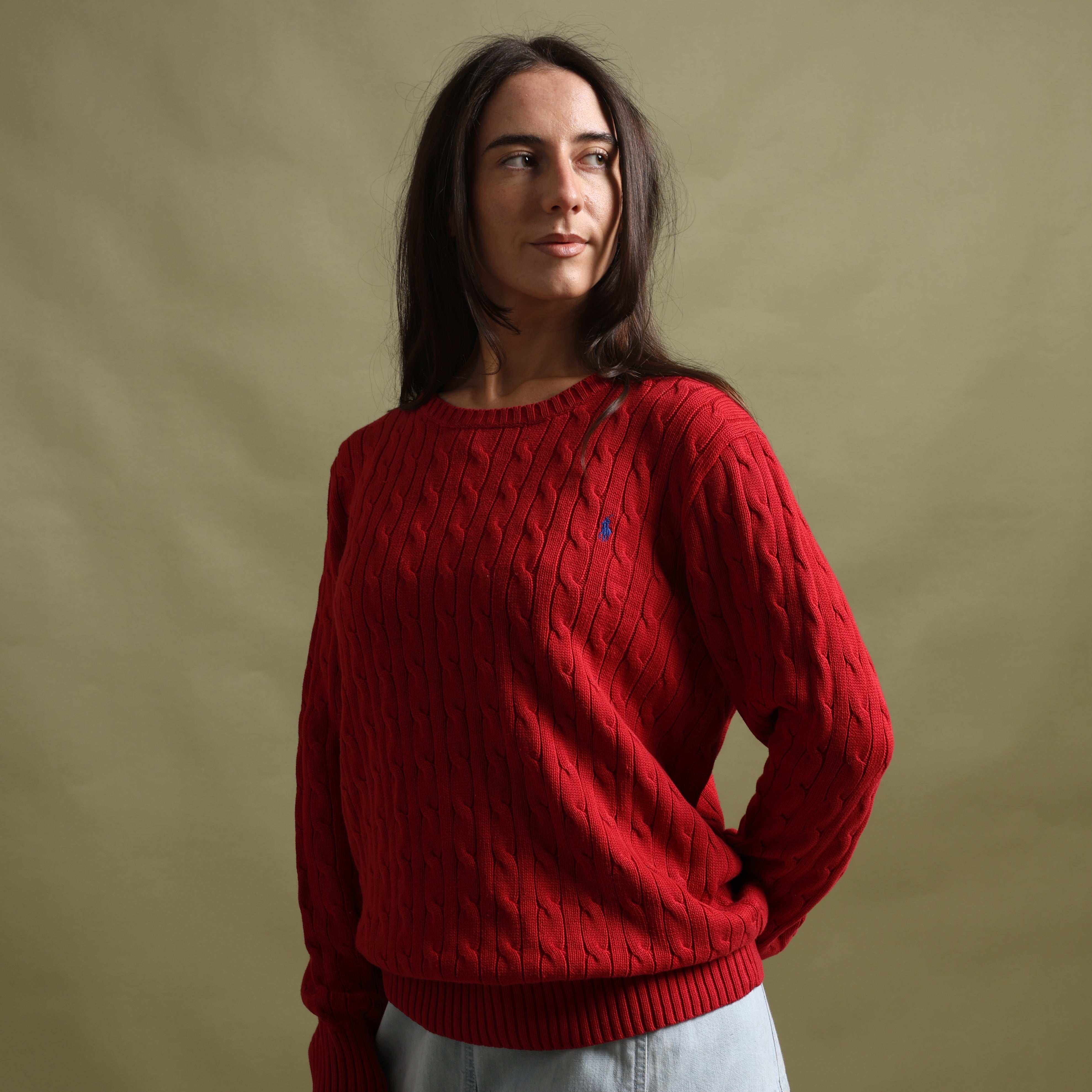 Vintage Polo Ralph Lauren Jumper L Red Cotton