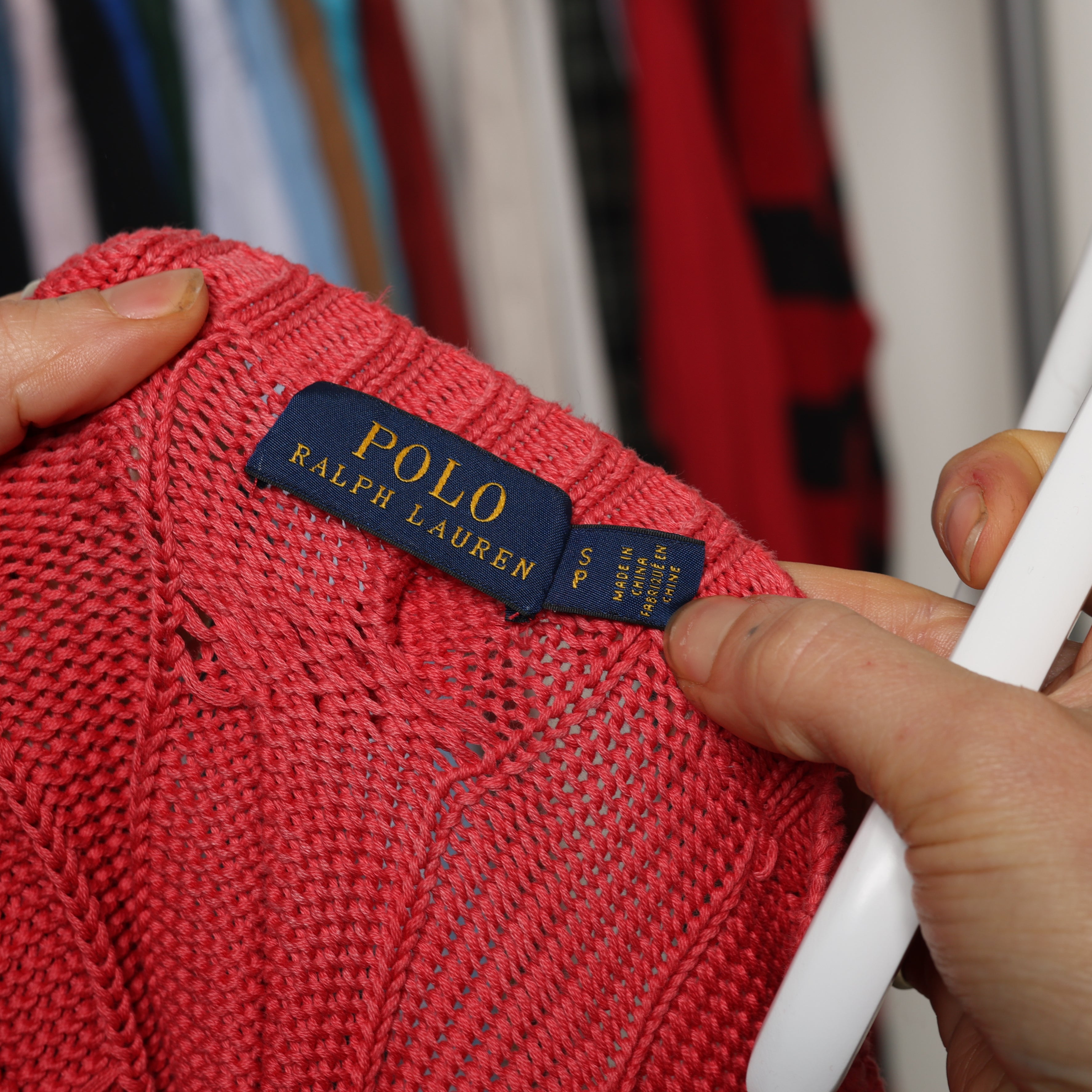 Vintage Polo Ralph Lauren Jumper S Coral Red Cotton