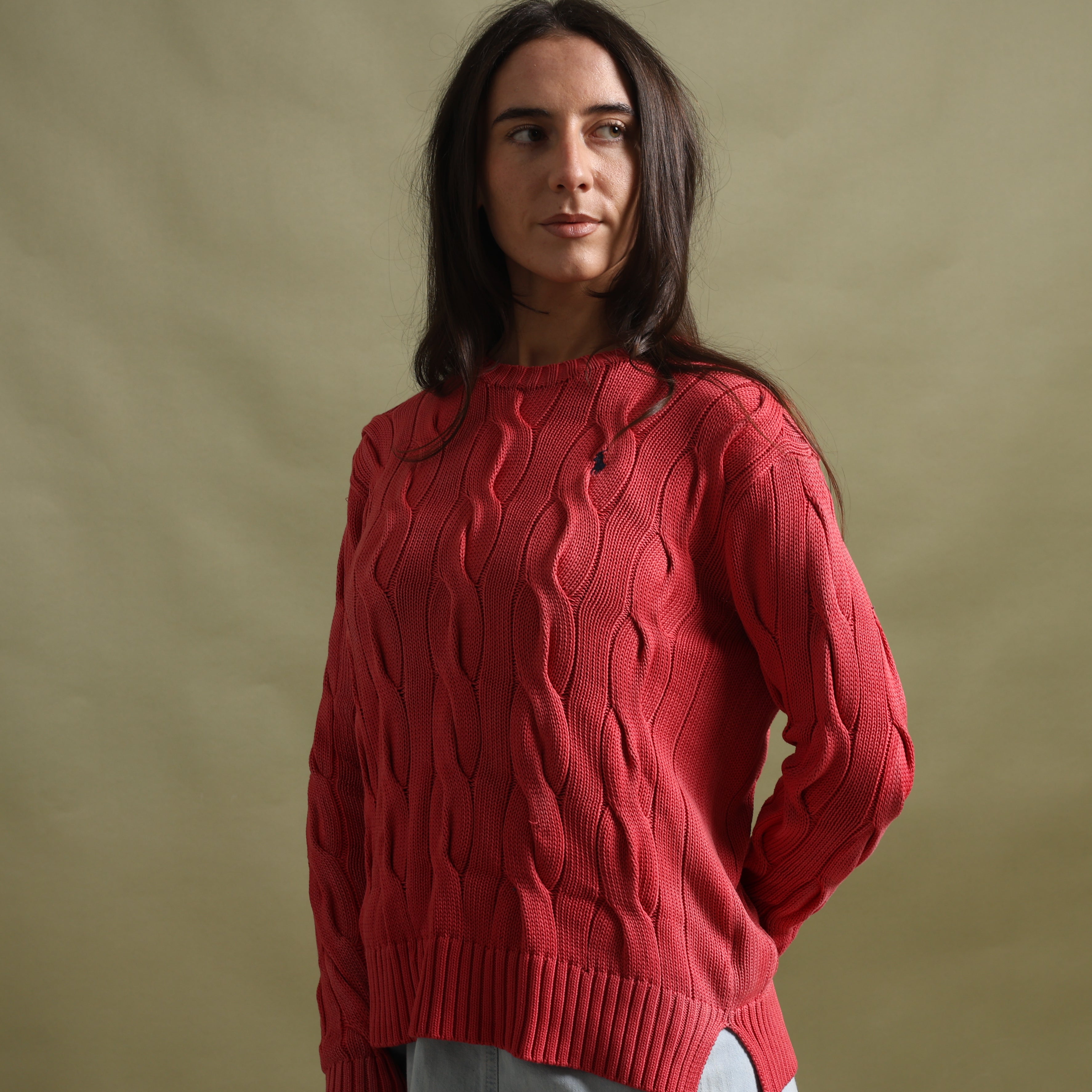 Vintage Polo Ralph Lauren Jumper S Coral Red Cotton