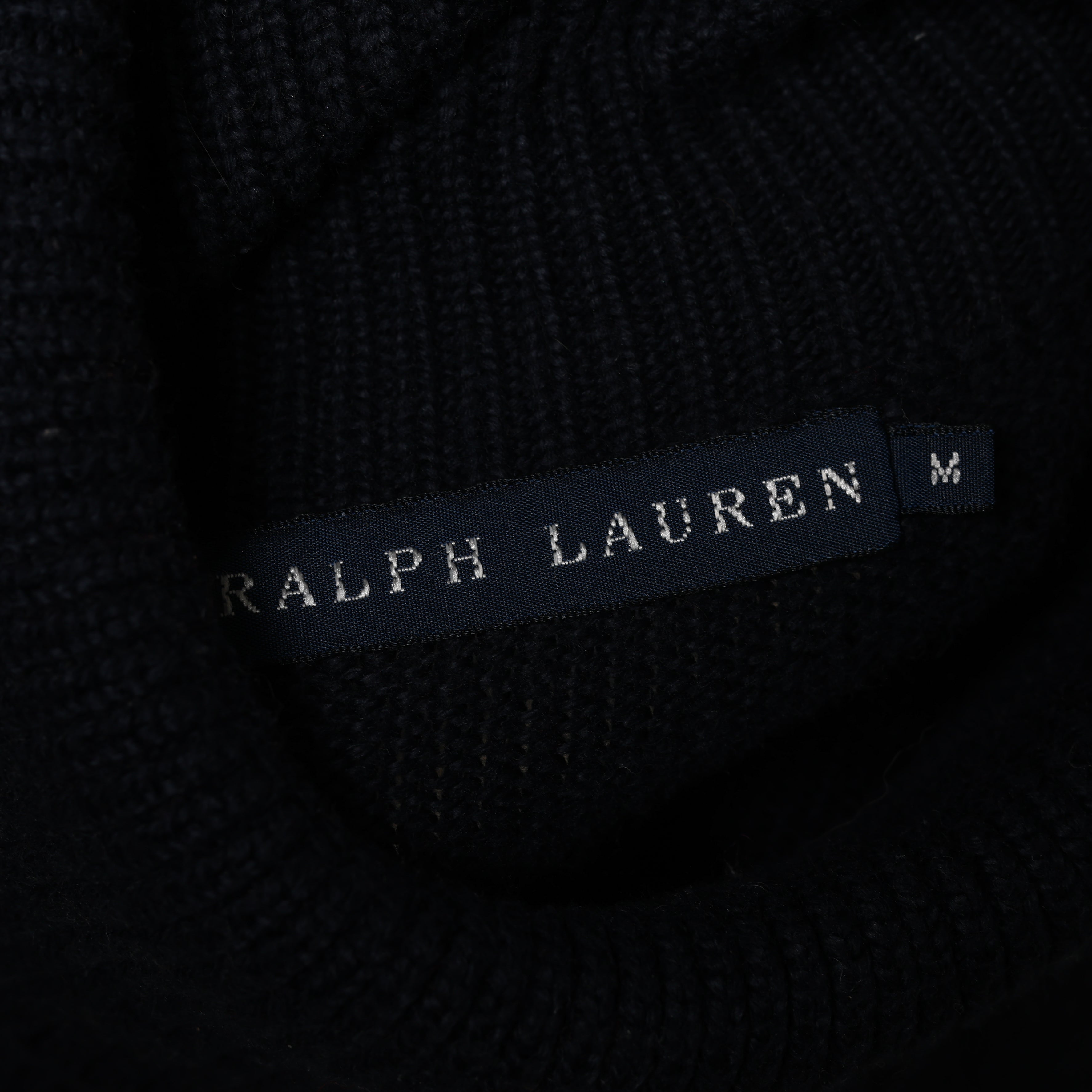 Vintage Polo Ralph Lauren Turtleneck Jumper M Navy Blue Cotton