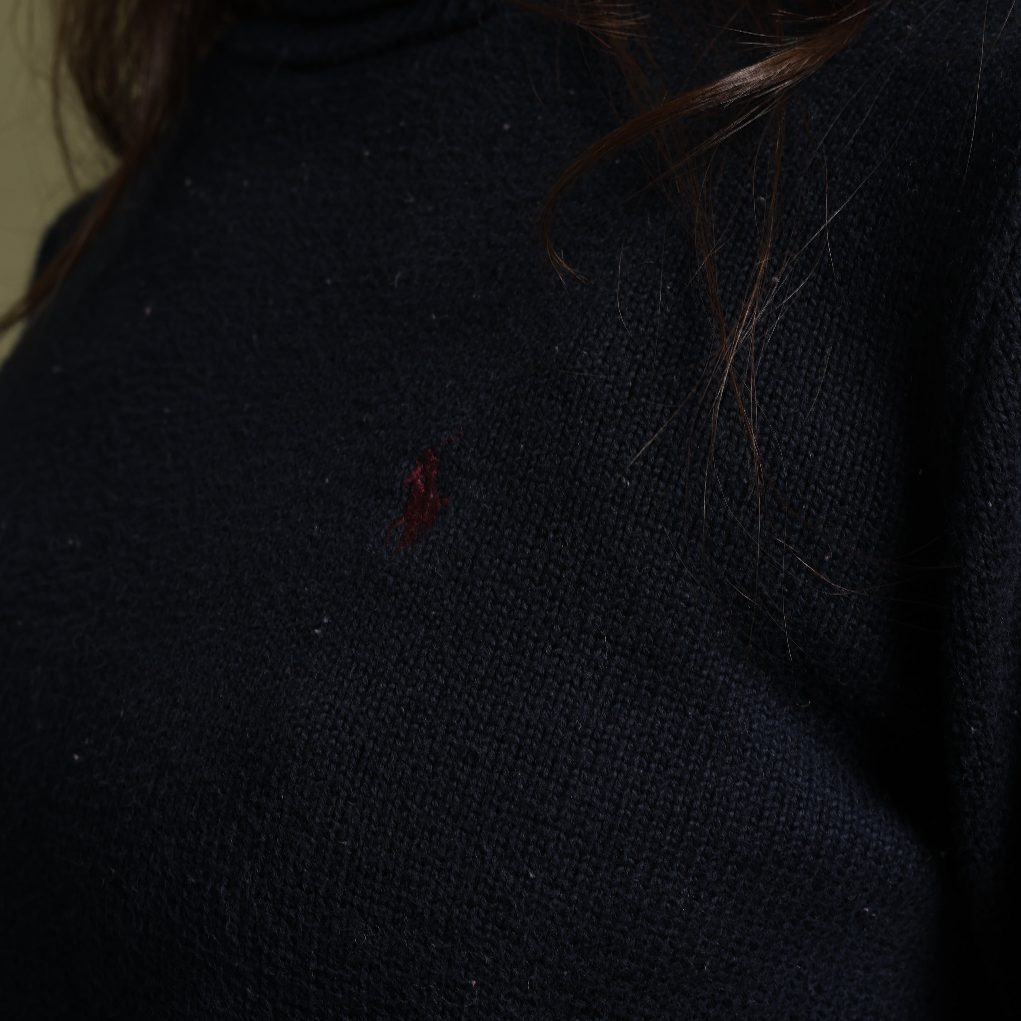 Vintage Polo Ralph Lauren Turtleneck Jumper M Navy Blue Cotton