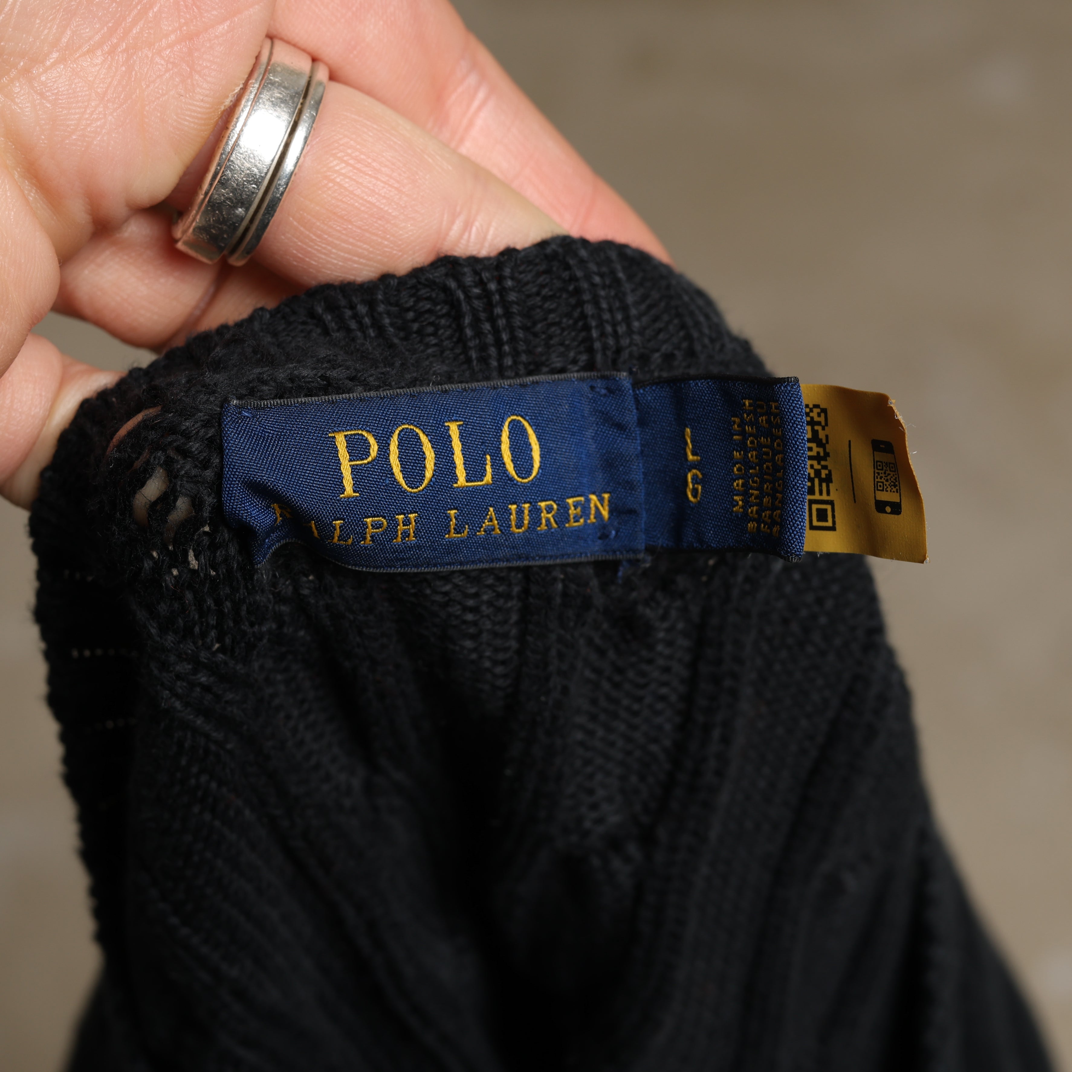 Vintage Polo Ralph Lauren Jumper L Black Cotton
