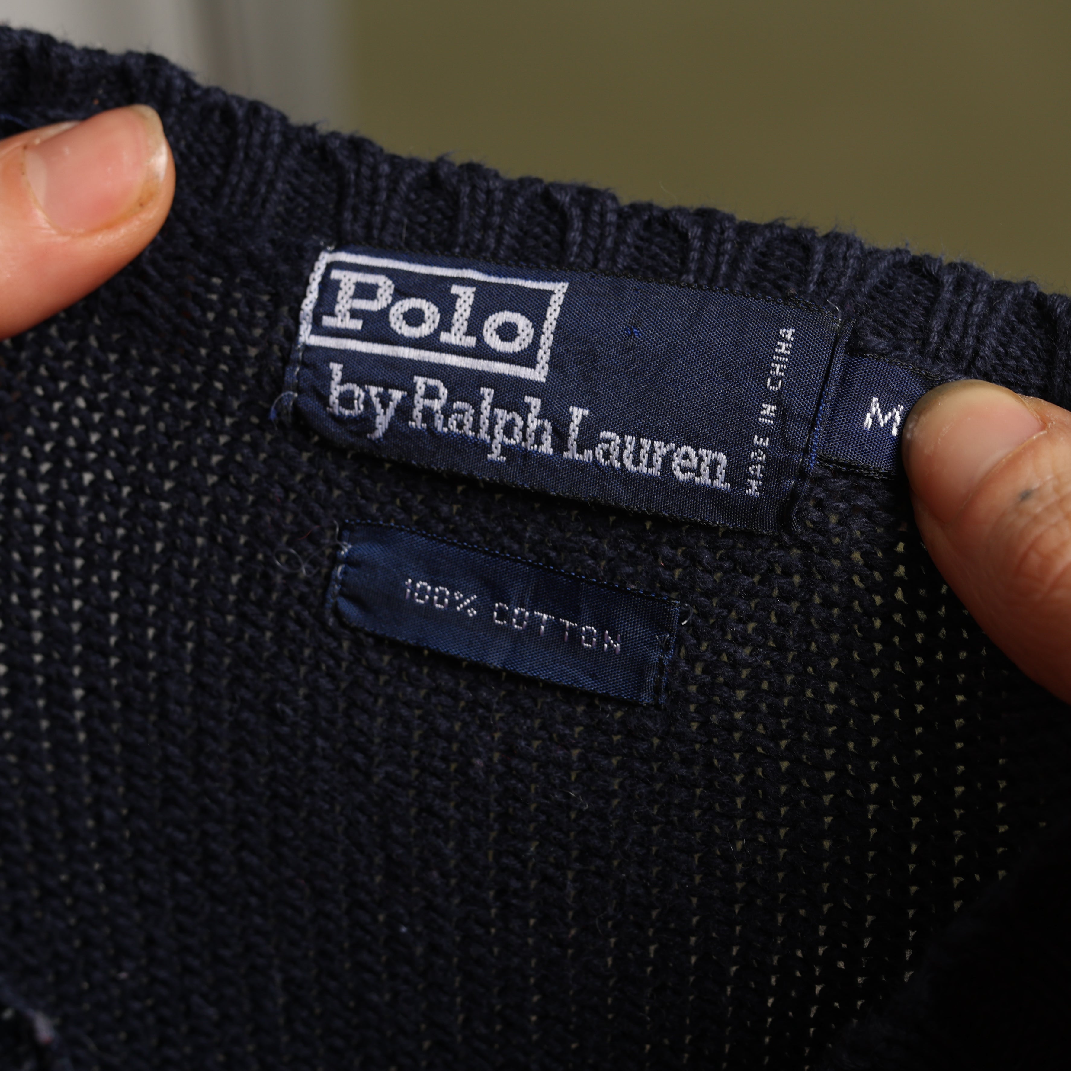 Vintage Polo Ralph Lauren Jumper L Navy Blue Cotton