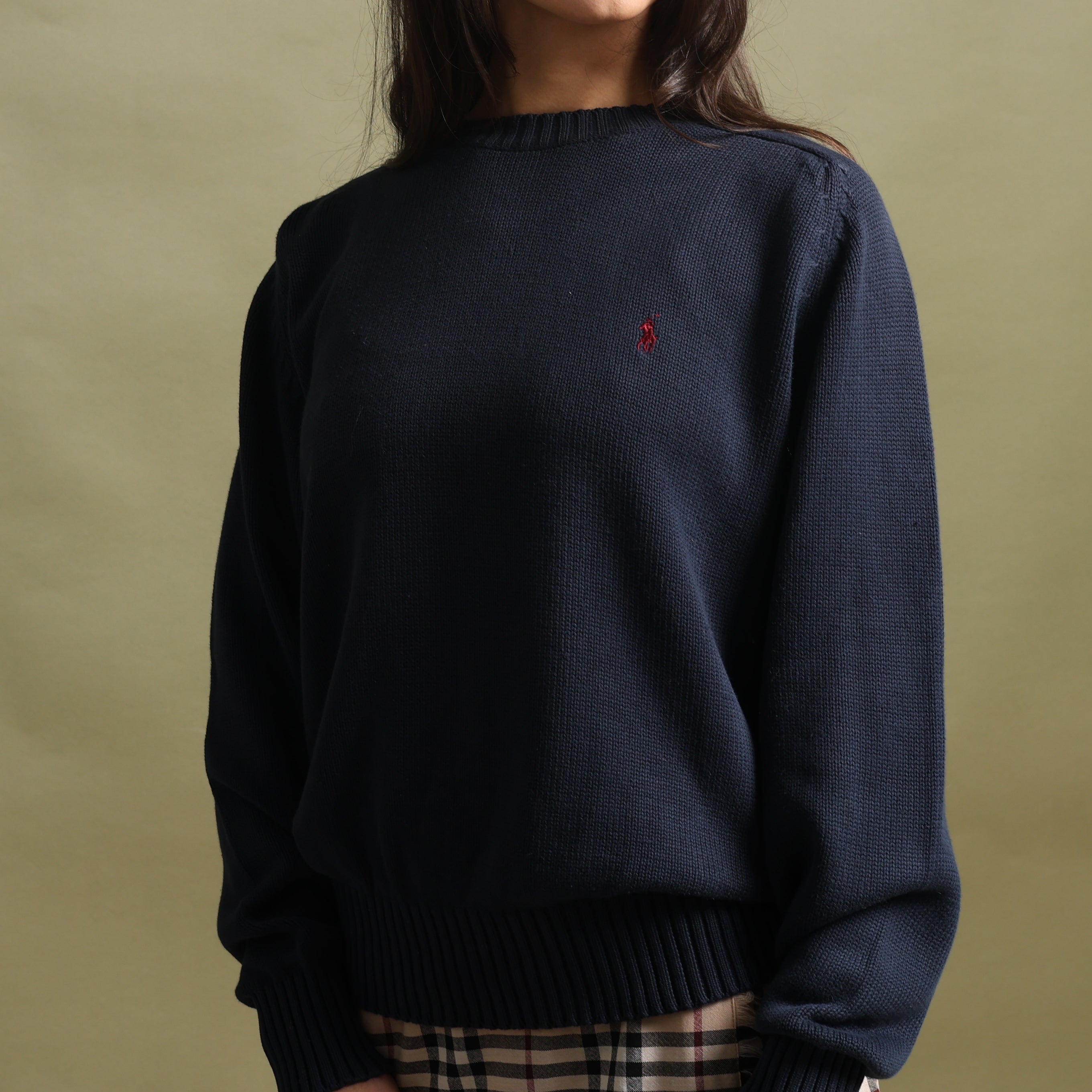 Vintage Polo Ralph Lauren Jumper L Navy Blue Cotton