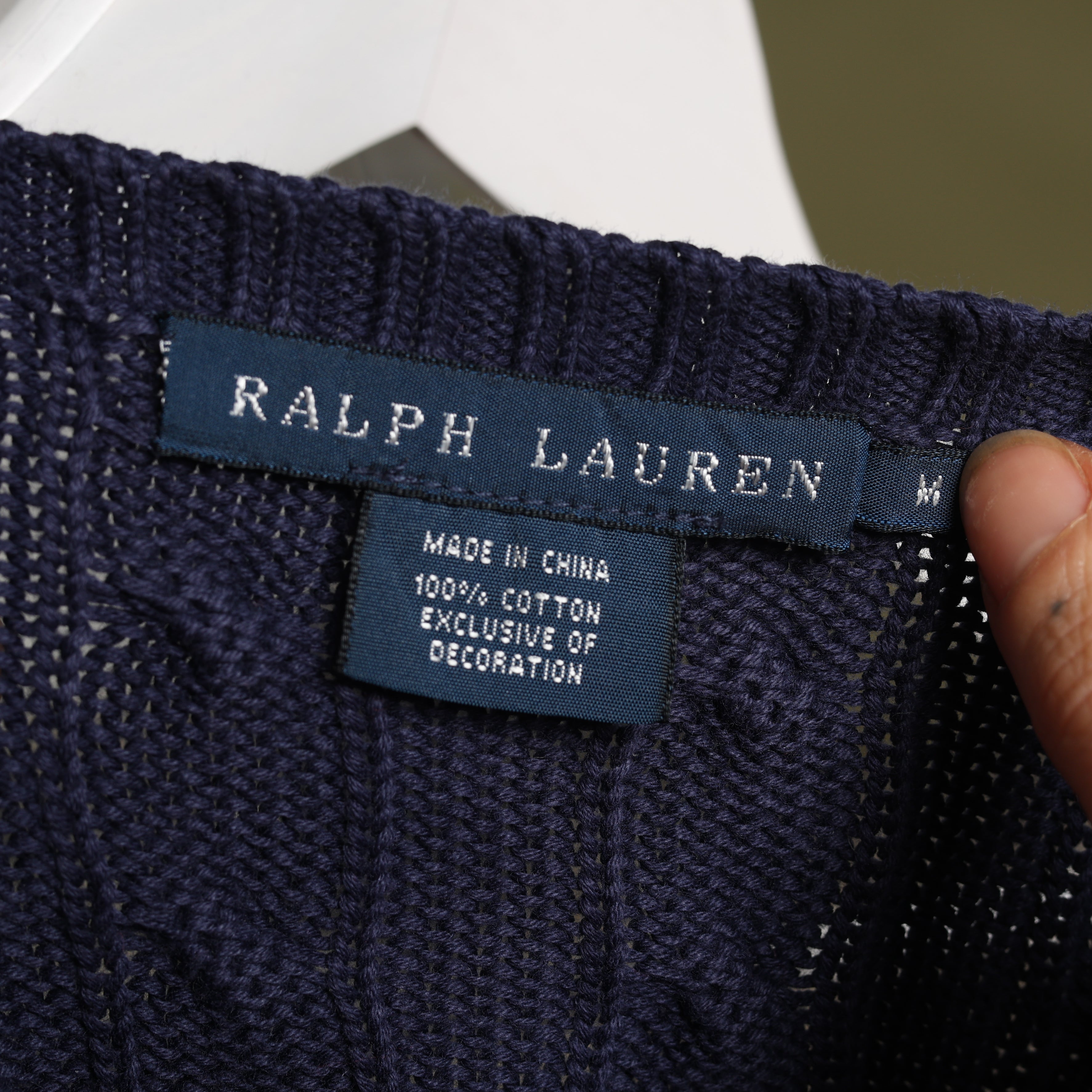 Vintage Polo Ralph Lauren Jumper M Navy Blue Cotton