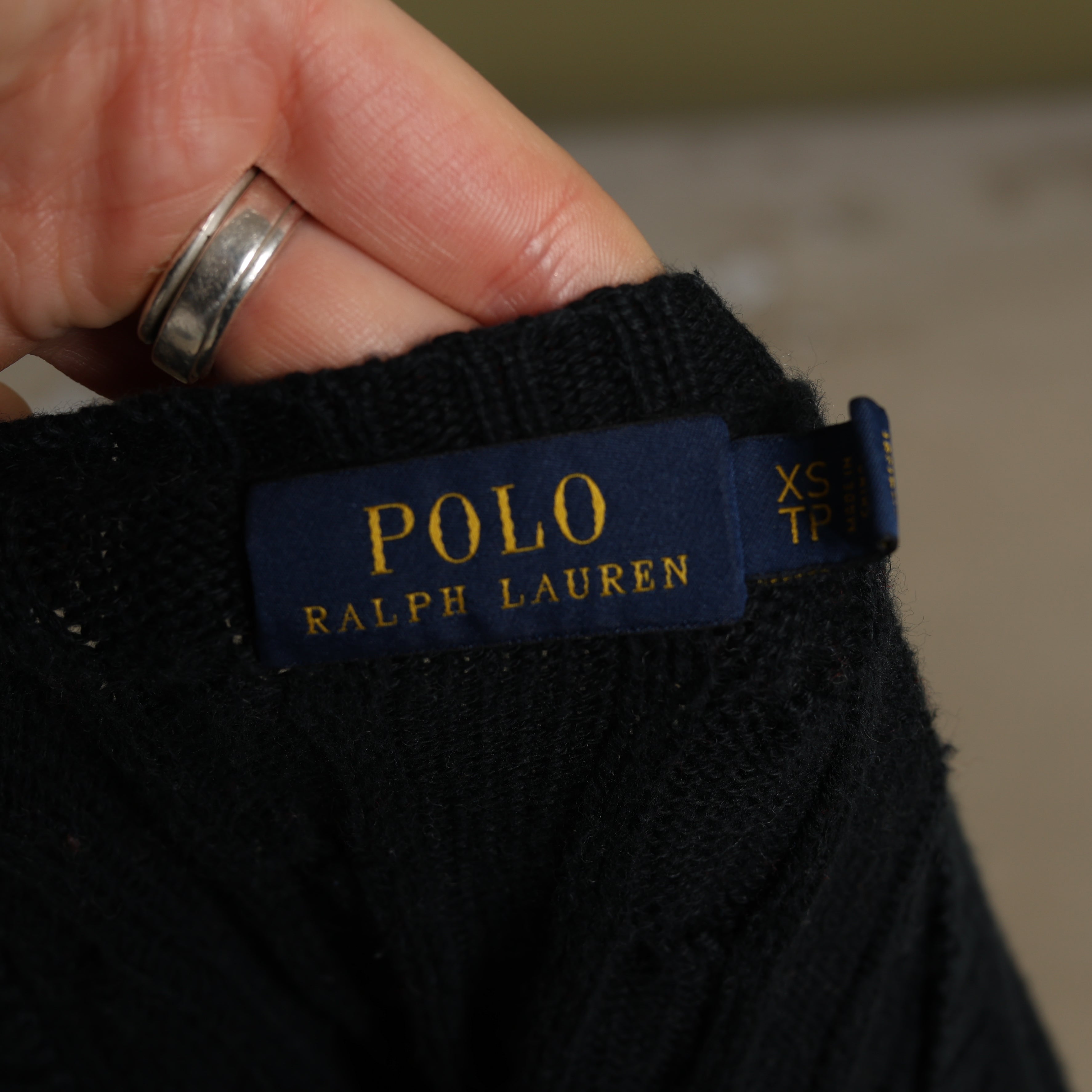 Vintage Polo Ralph Lauren V-Neck Jumper  XS Black Cotton