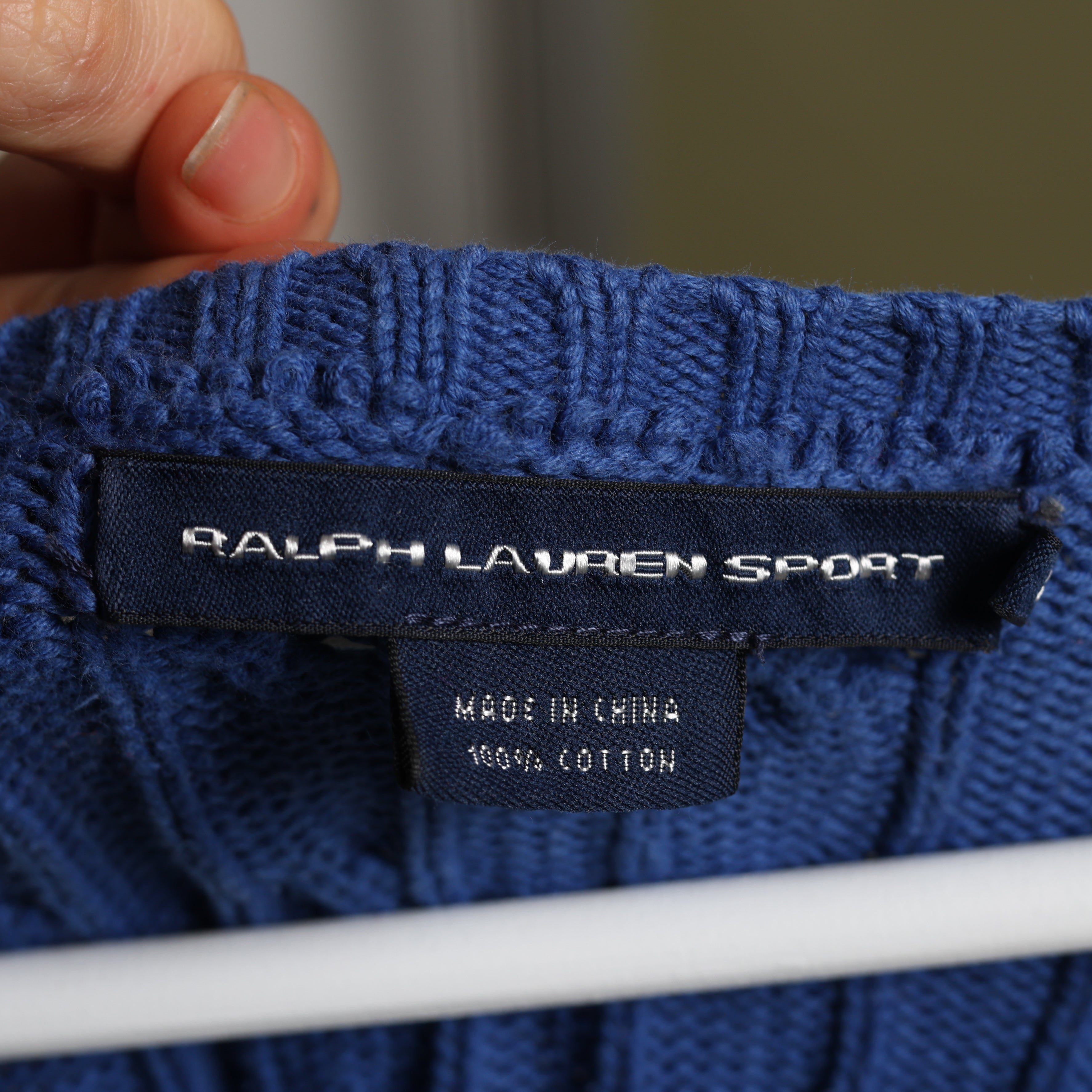 Vintage Polo Ralph Lauren V-Neck Jumper  L Blue Cotton