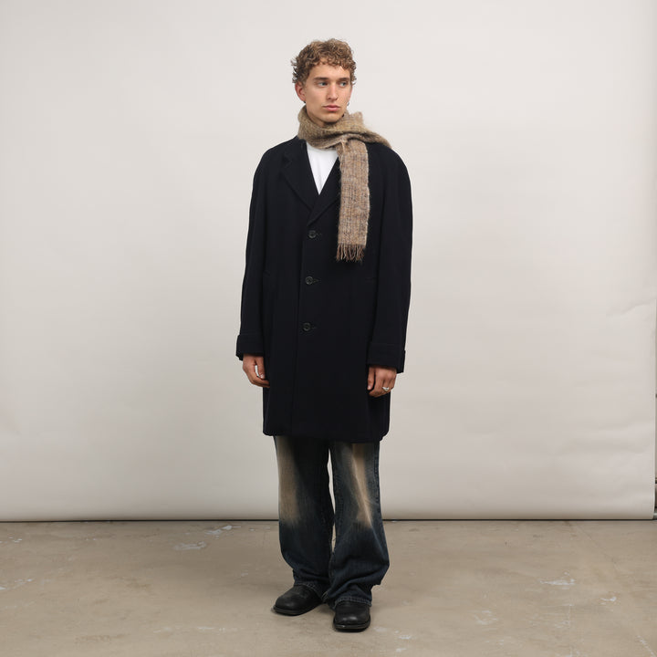 Burberry's Overcoat - Medium Navy Blue Wool