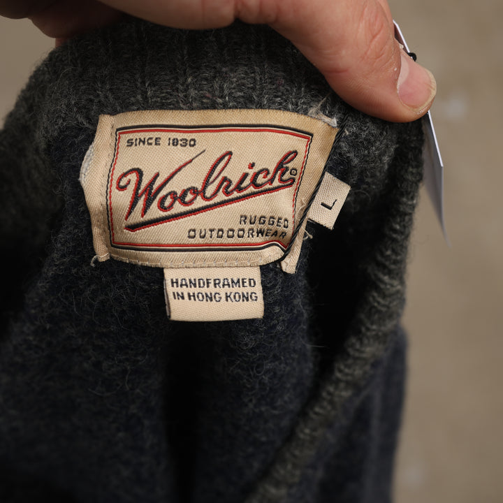 Woolrich Crewneck Jumper - Large Blue Wool Blend
