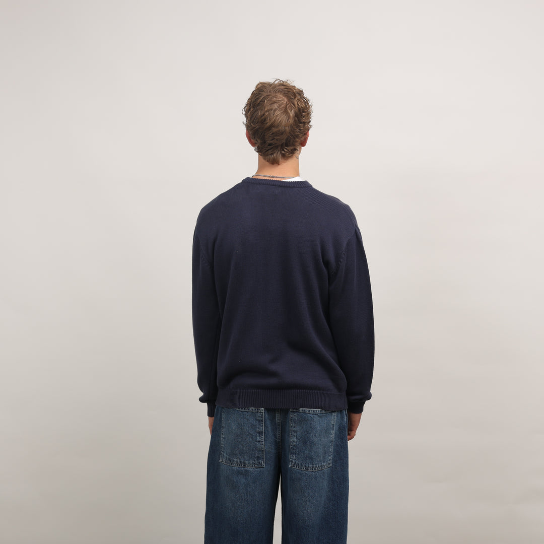 Thomas Burberry Crewneck Jumper - Medium Navy Blue Cotton